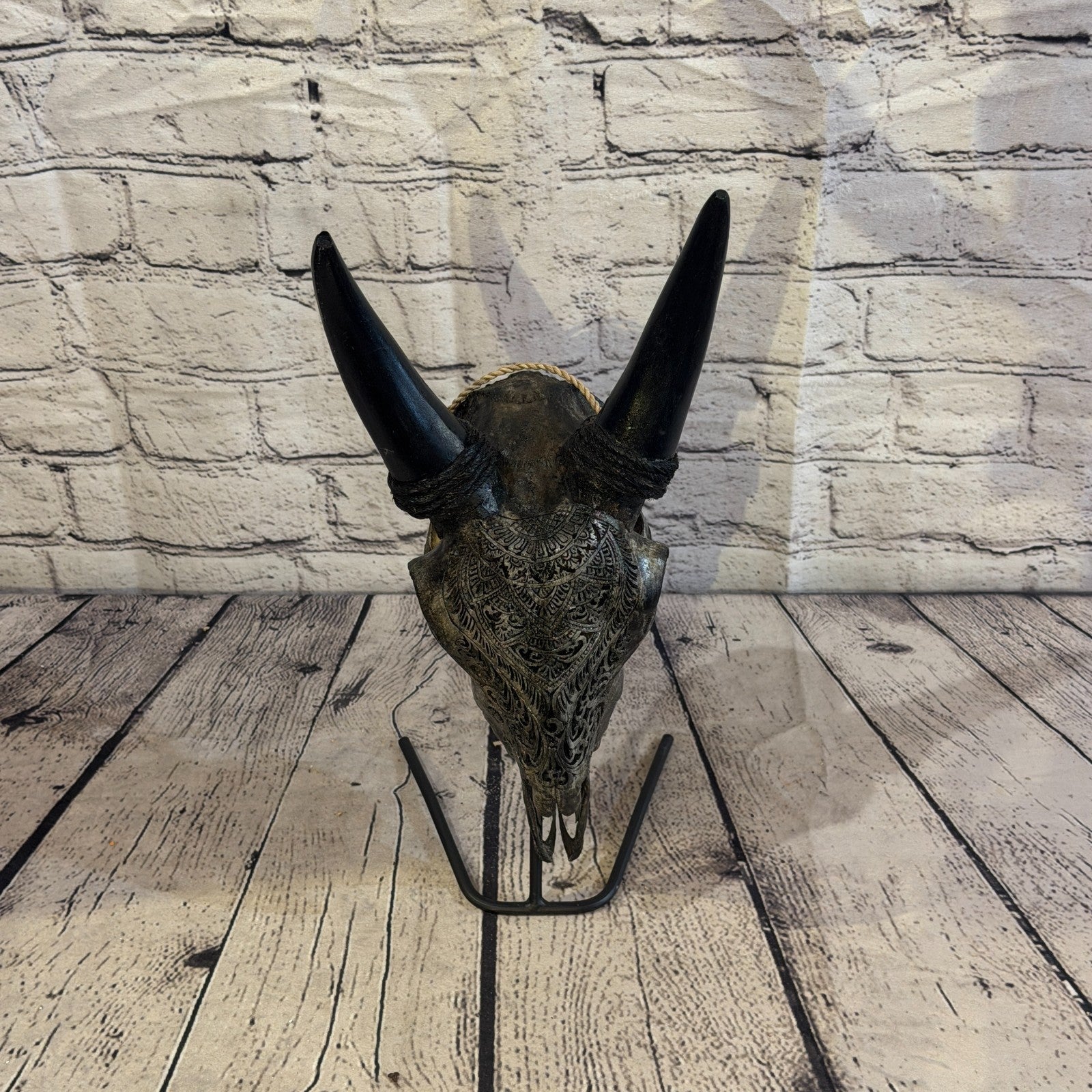 30cm Carved Buffalo Ram Wild Replica Skulls Wall Hanging Carved Stand Design 37