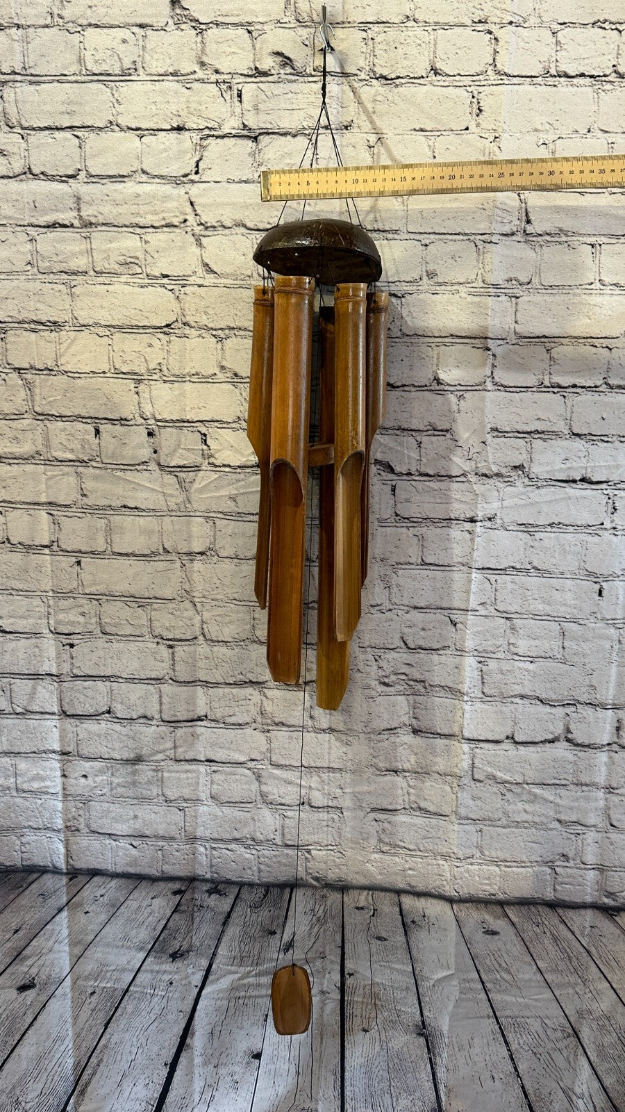 Coconut Bamboo Windchime Plain 50cm Garden Gift Summer Handmade Chimes4