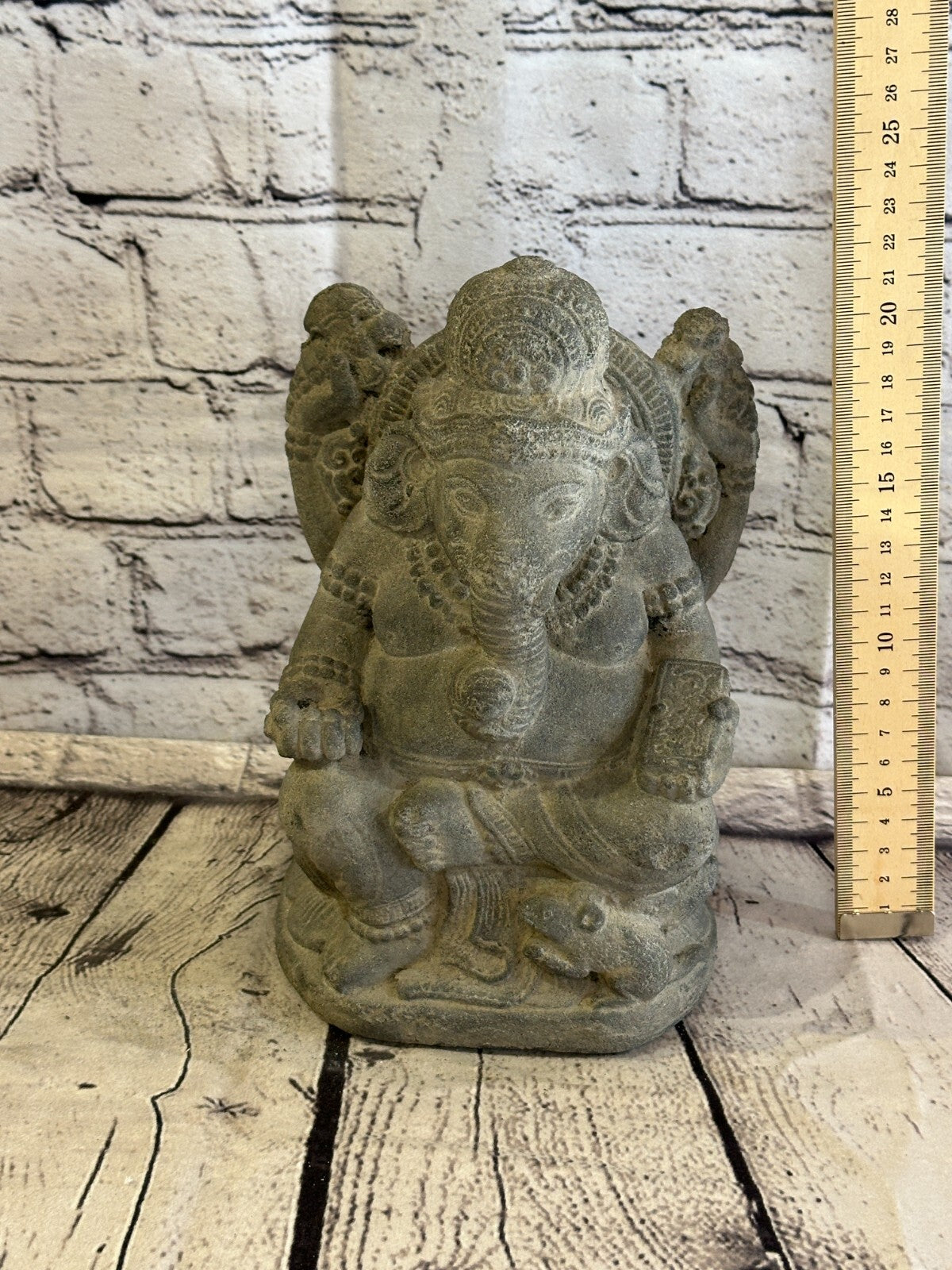 Small Ganahsa Stone Garden 20cm x 15cm Ornament Outdoor Indoor Statue Hindu7