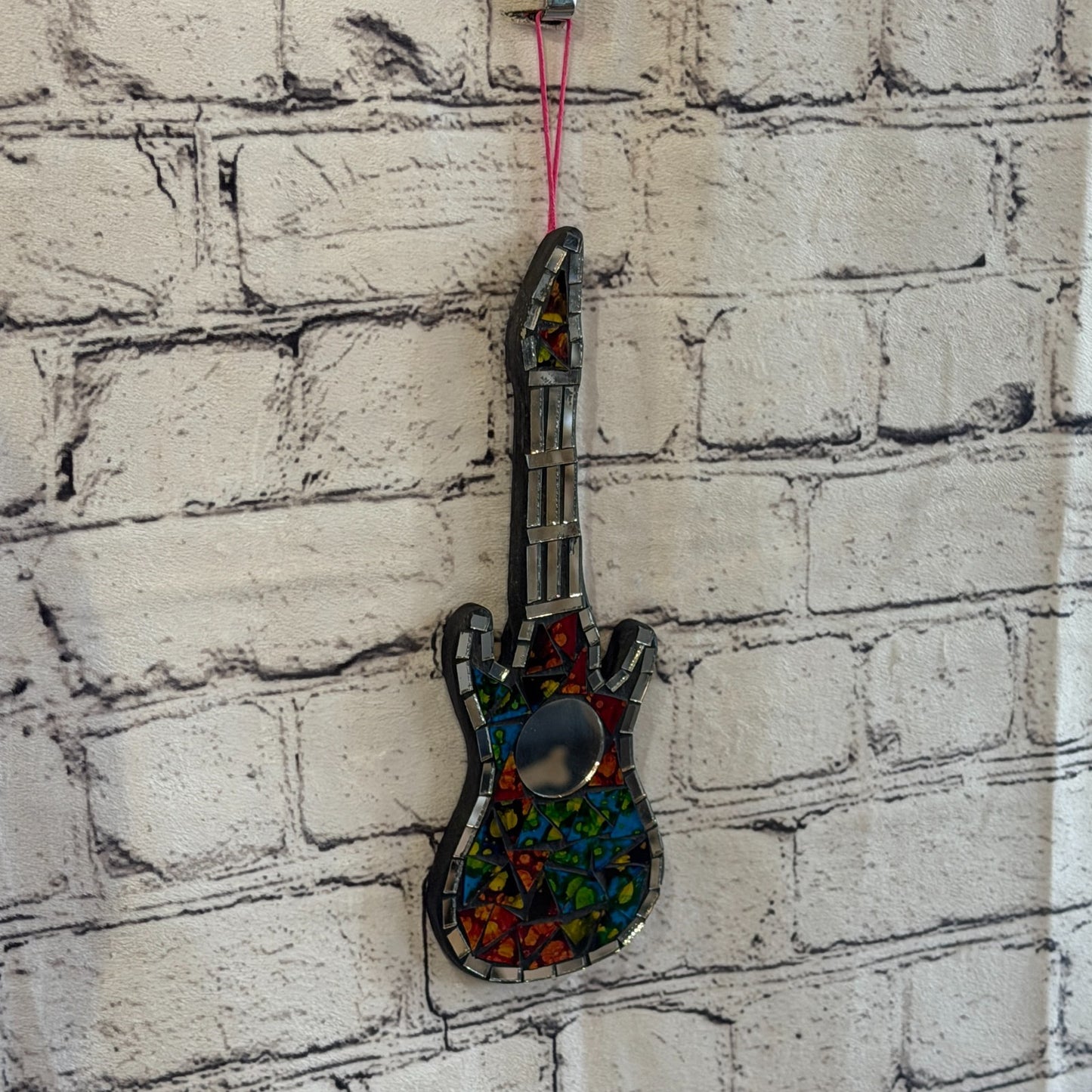 Rainbow Electric Guitar Mosaic Tile Wall Mirror 25cm Handmade Random Colour8