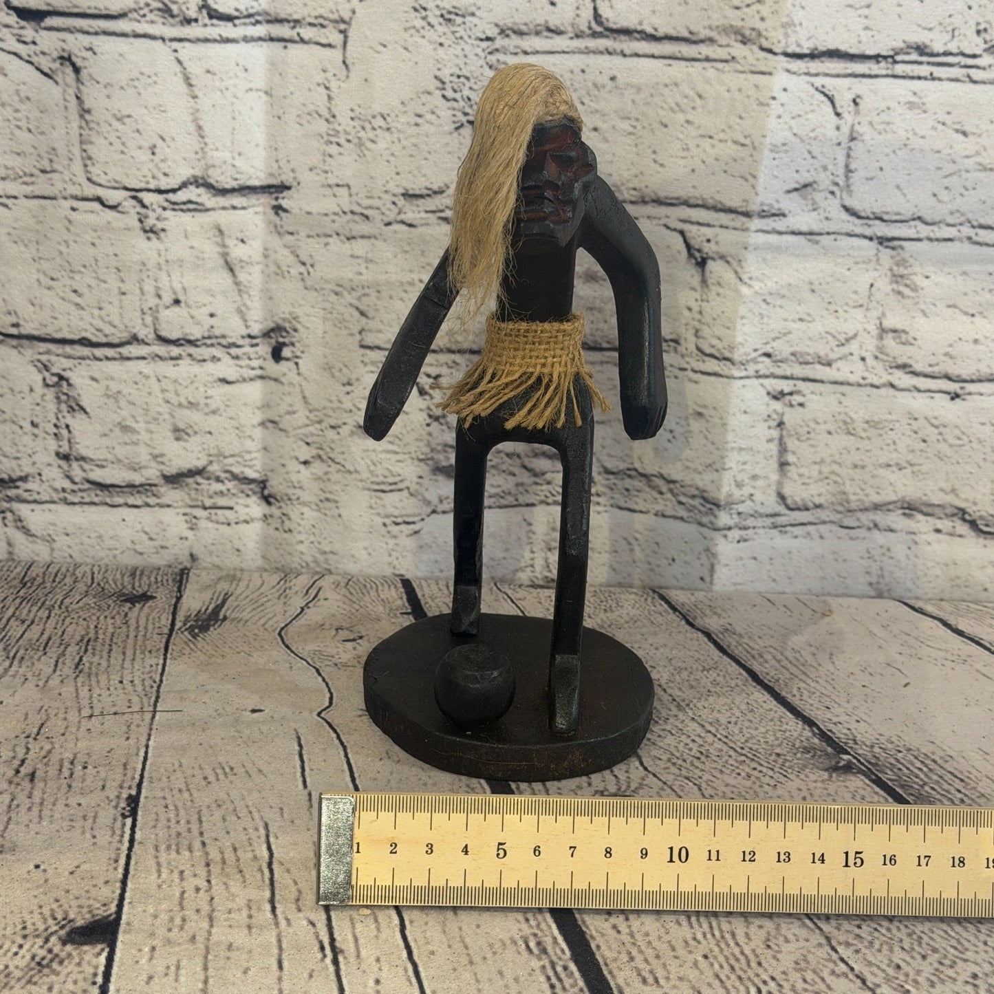 20cm Football Player African Tribal Warrior Man Figure Statue Wood Hand Carved7