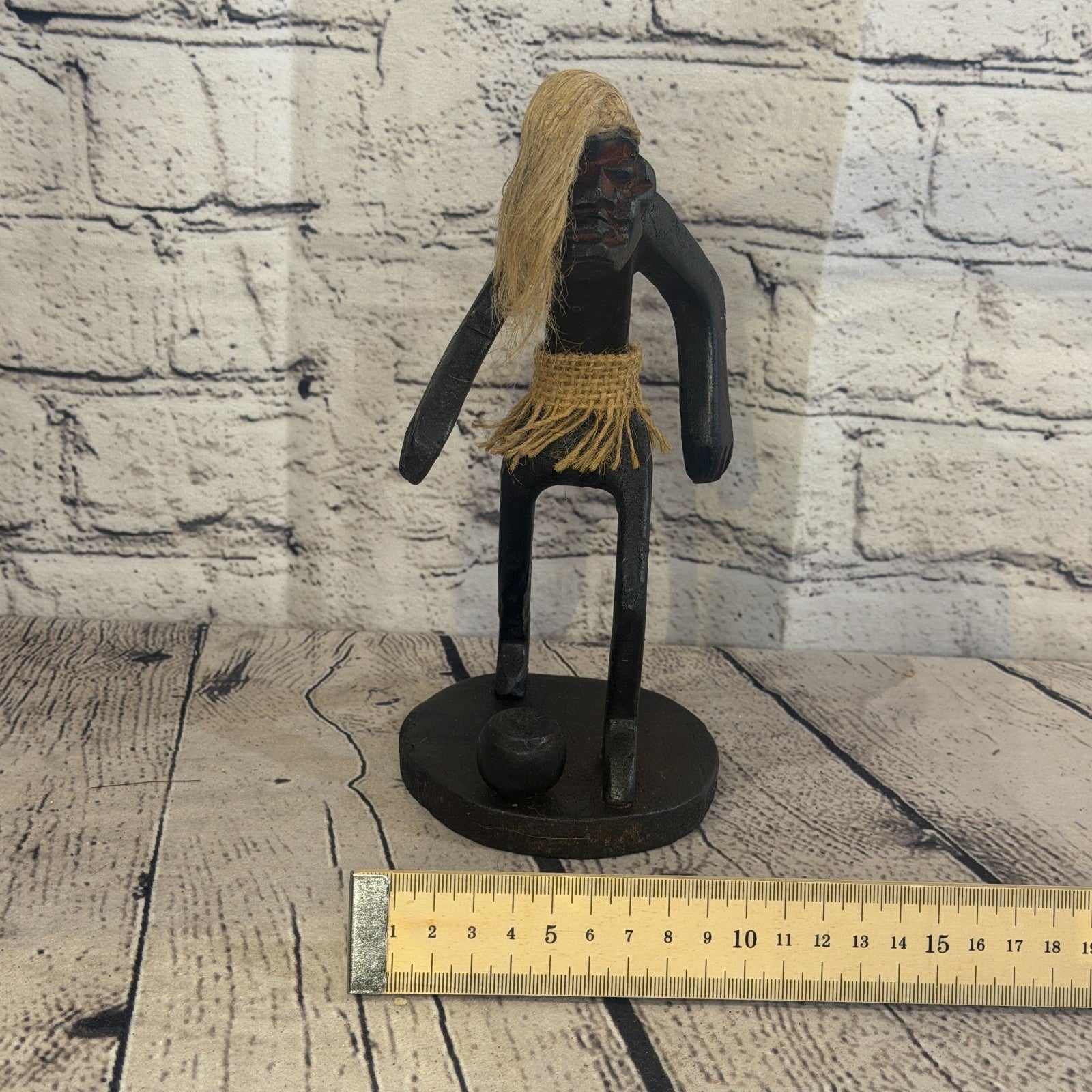 20cm Football Player African Tribal Warrior Man Figure Statue Wood Hand Carved7