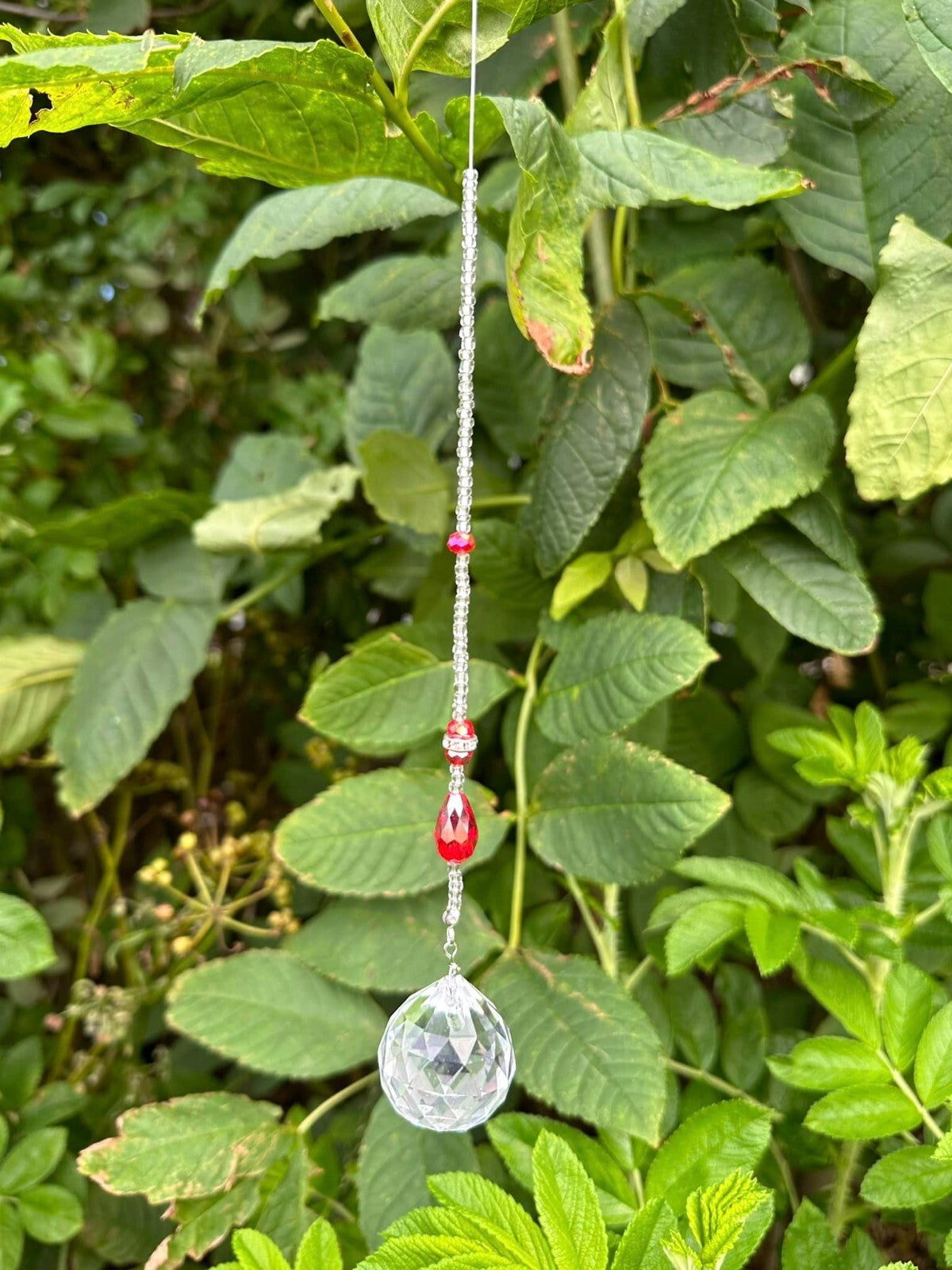 DIY Red Round Light Catcher Kit Window Garden Wall Hanging Wind Chime2