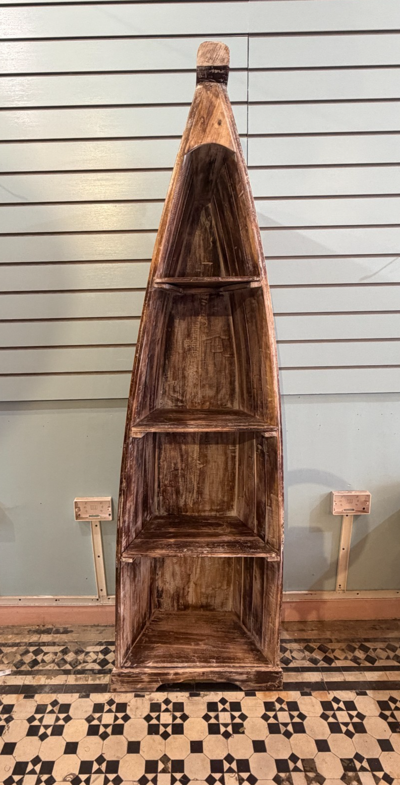 180cm x 55cm x 30cm Brown Boat Shelf Wooden Cabinet Living Storage Furniture1
