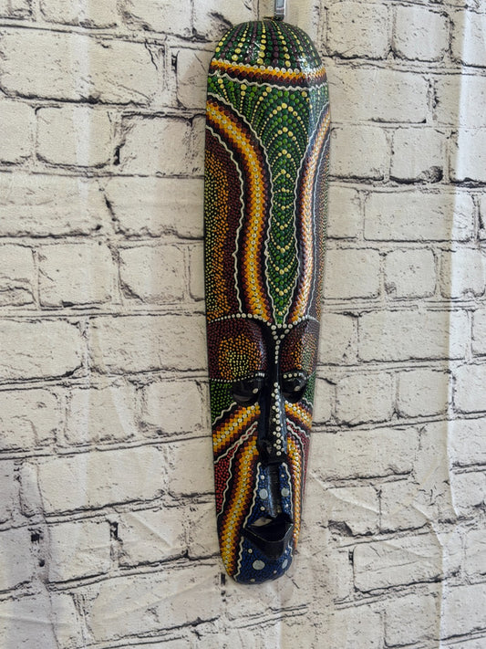 50cm Mask Carved Wooden Dot Painted Ethnic Tribal Tiki Wall Art No 5 New0