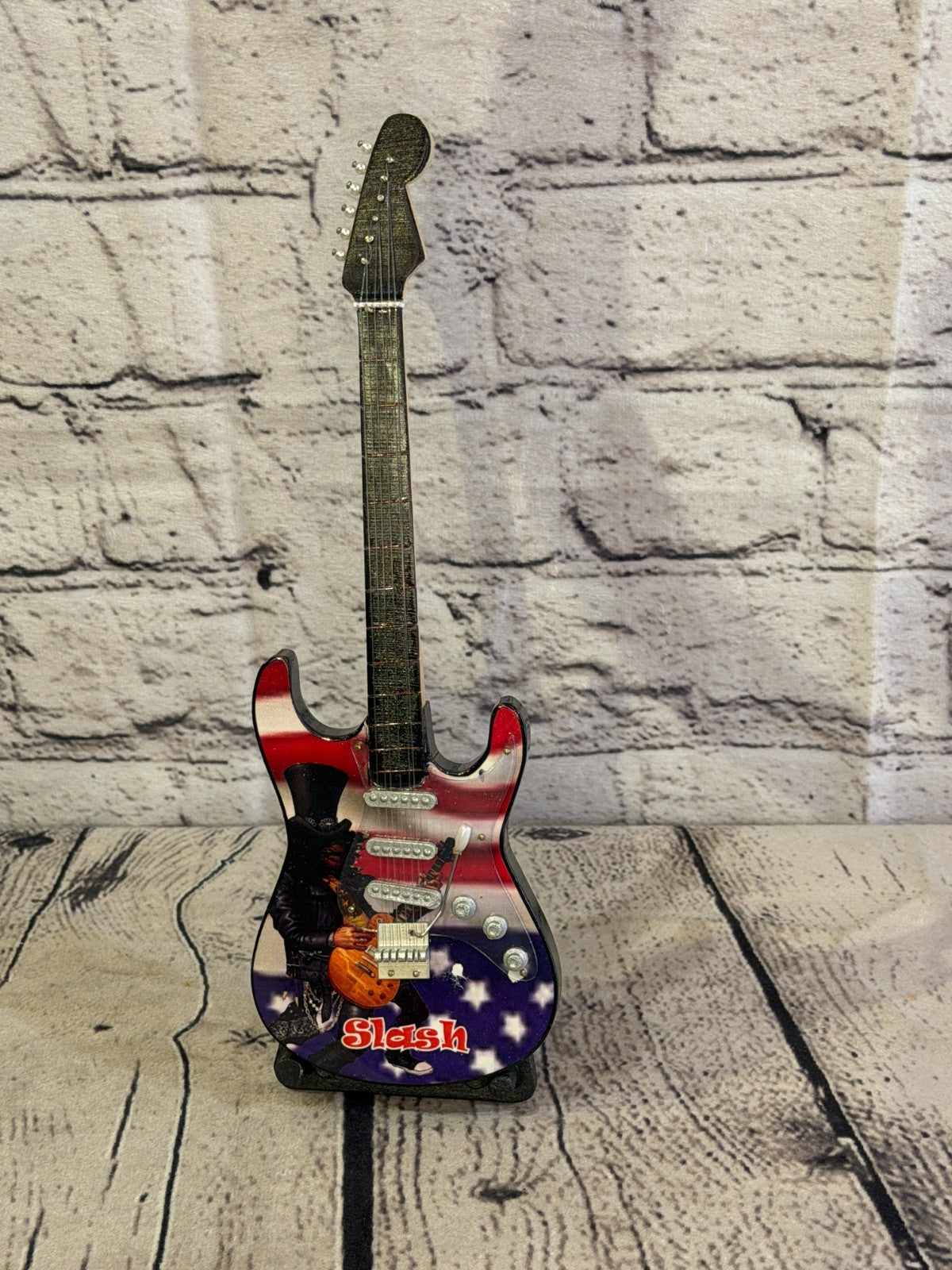 Miniature 25cm Guitar Slash ACDC Guitar on Stand Band Gift Display1