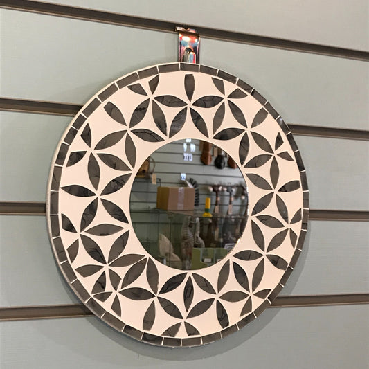 Grey Flower Mosaic Tile Wall Mirror 30cm x 30cm 12 Inches Handmade New0