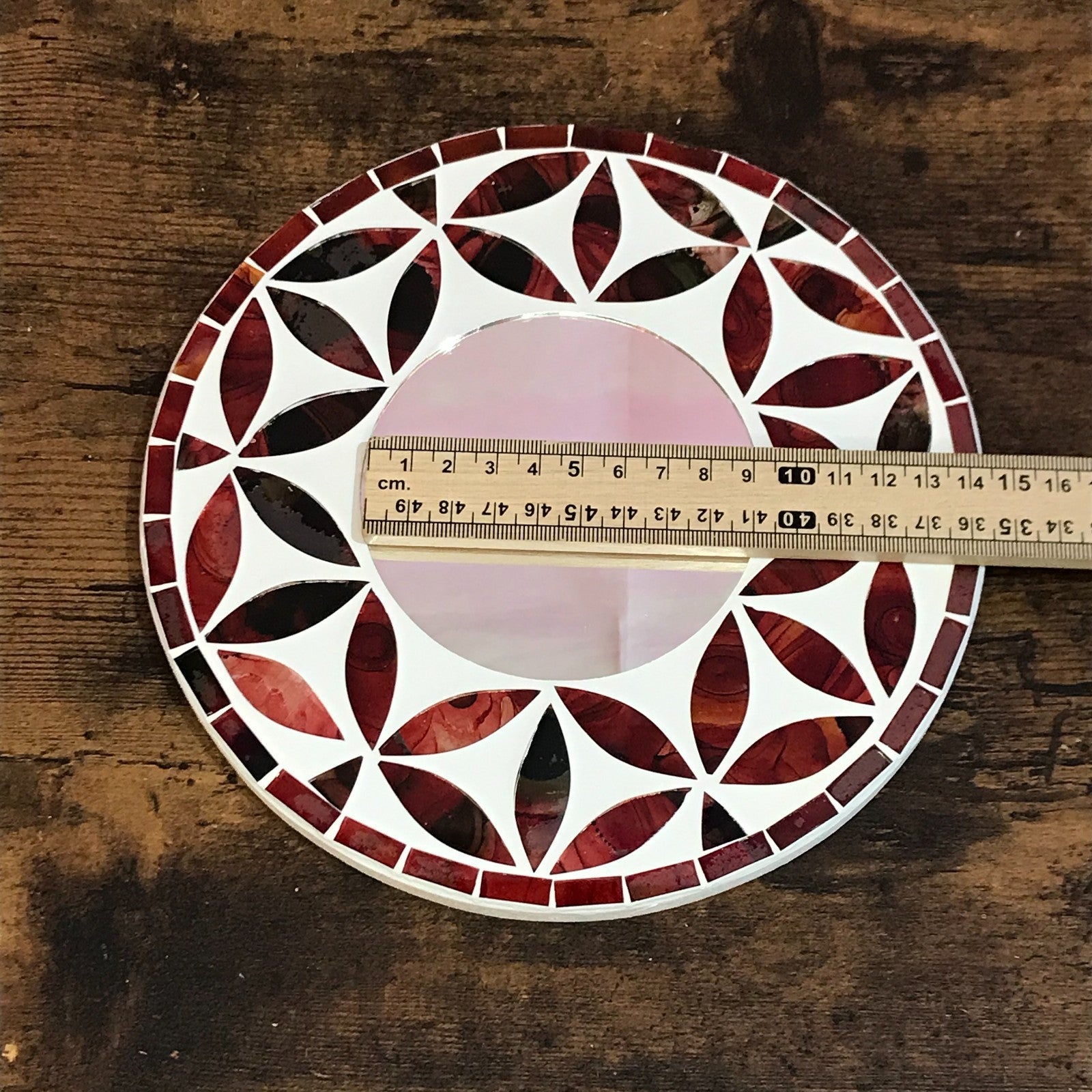 Red Flower Mosaic Tile Wall Mirror 20cm x 20cm 8 Inches Handmade New5