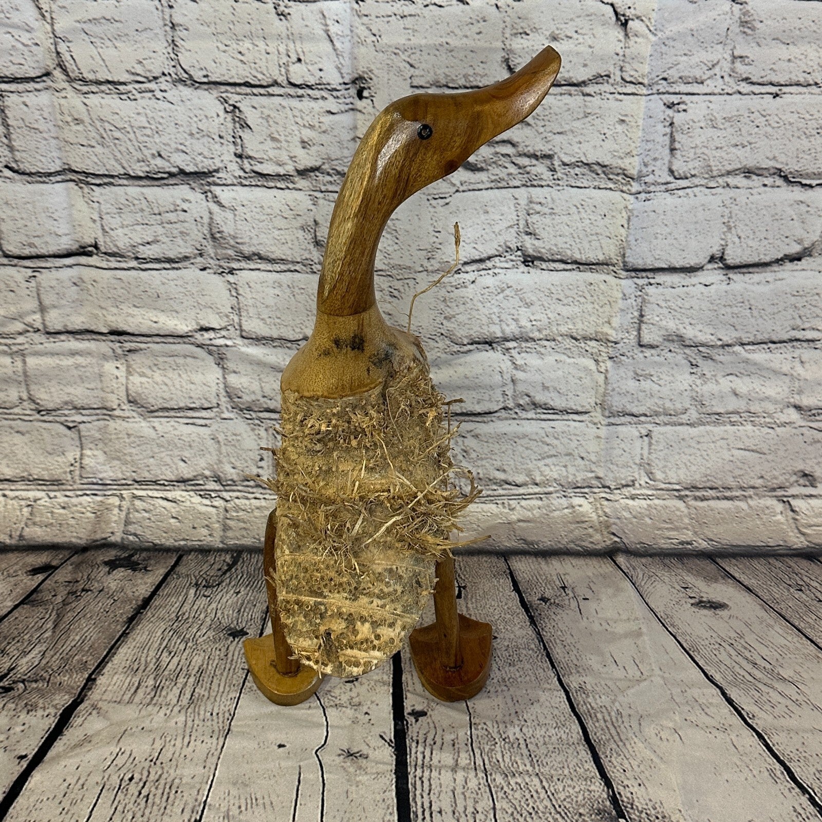 Looking Right 40cm Tall Wooden Hairy Duckling Baby Duck Bamboo Root Fairtrade3