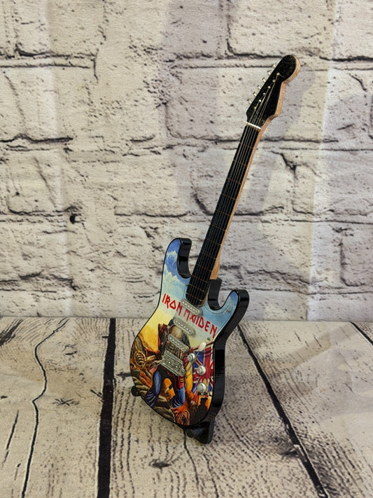 Miniature 25cm Guitar Iron Maiden Band Guitar on Stand Band Gift Display0