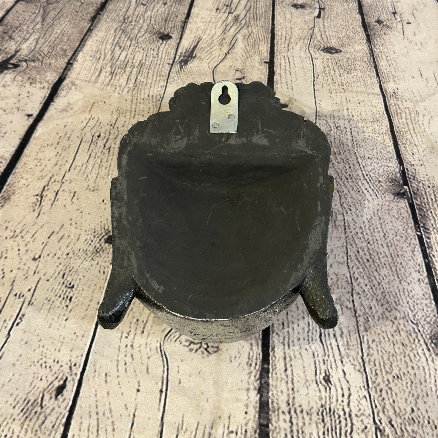 25cm Silver Buddha Head Mask Wooden Hanging Statue Figurine Ornament Fair Trade6