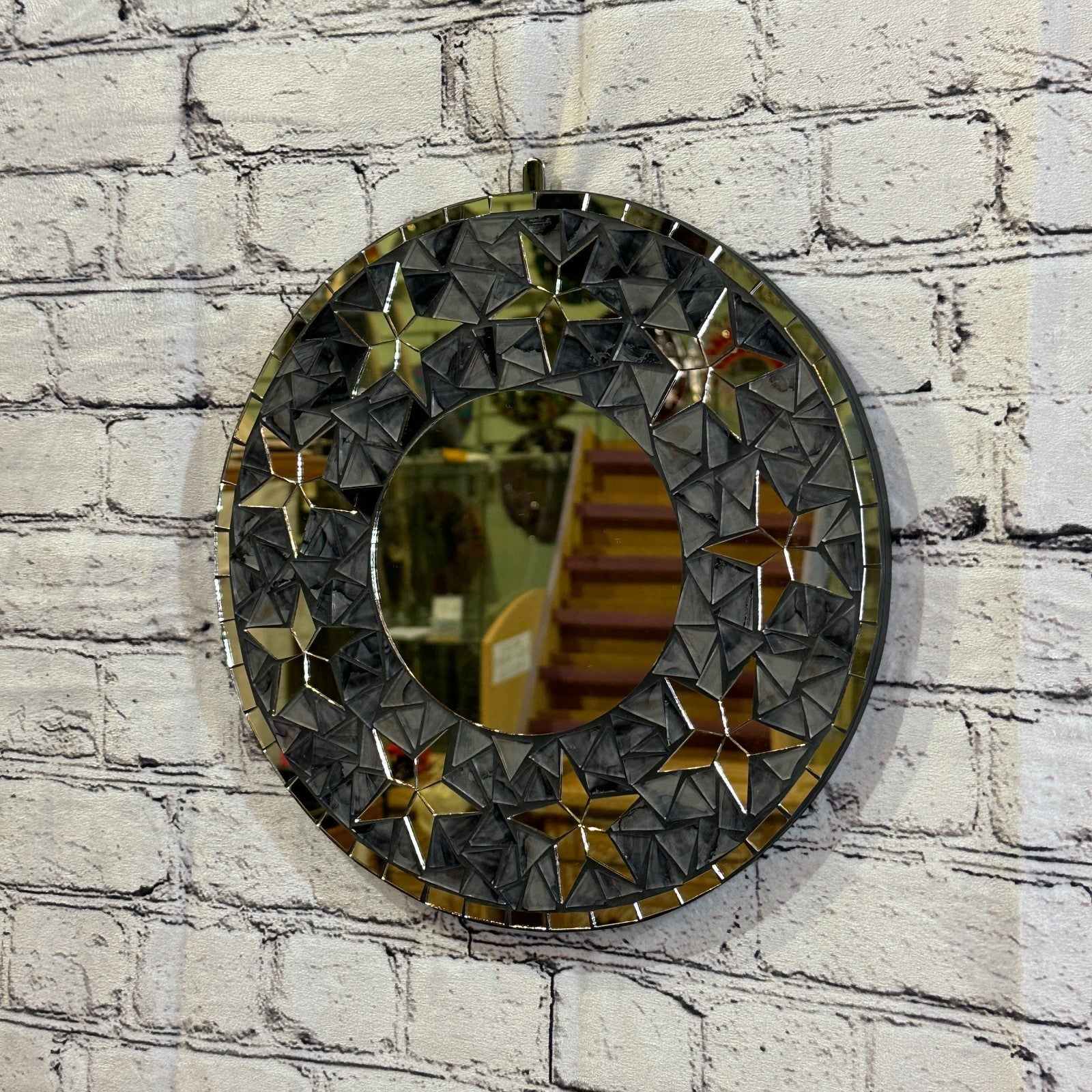 Black Star Mosaic Tile Wall Mirror 30cm x 30cm 12 Inches Handmade New2