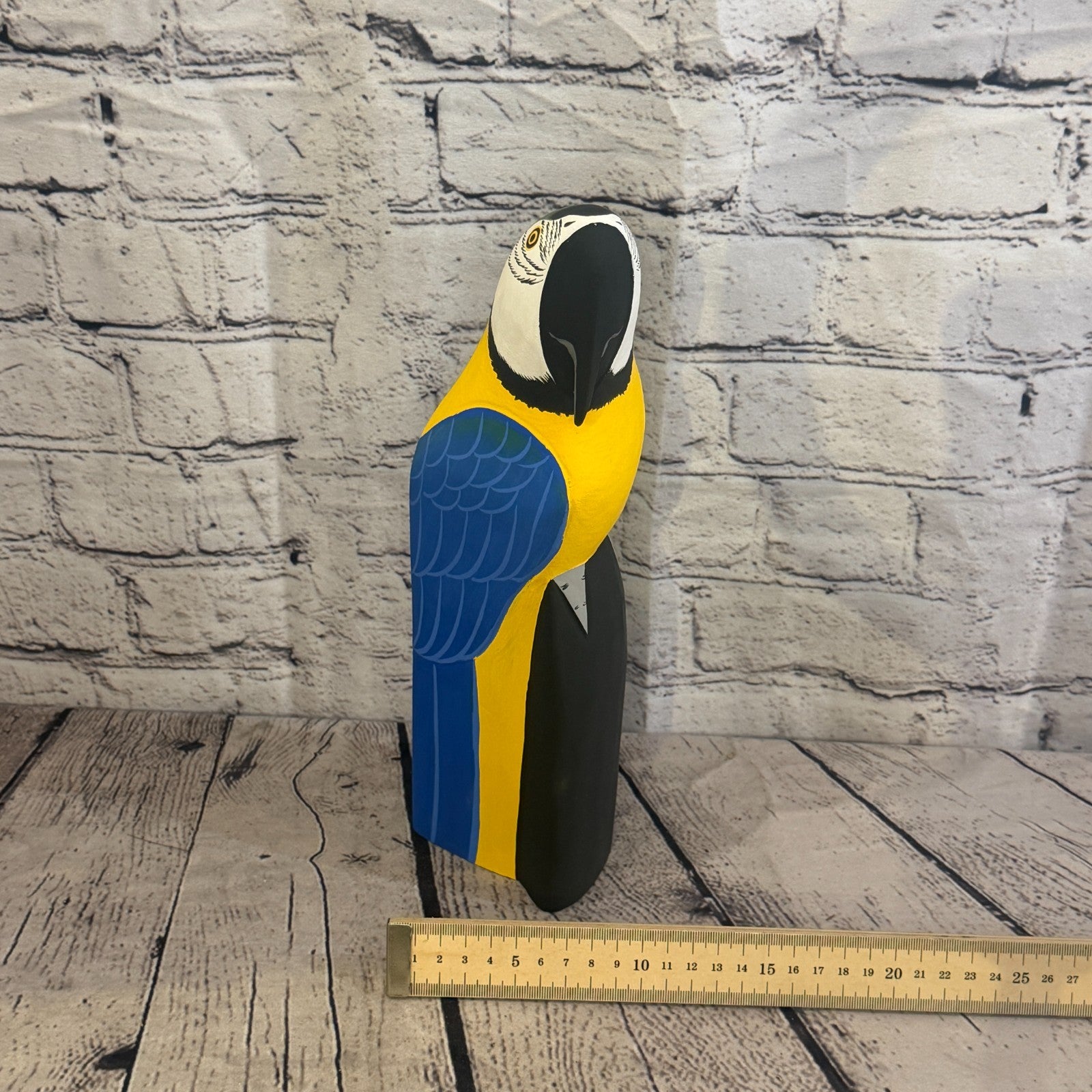 30cm Bright Blue Parrot Bird Ornament Statue Fair Trade Hand Made Carved Wood7