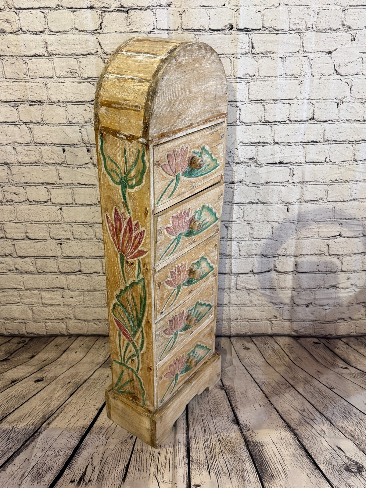 100cm x 30cm Flower 5 Draw Wooden Side Cabinet Living Hallway Storage Furniture2
