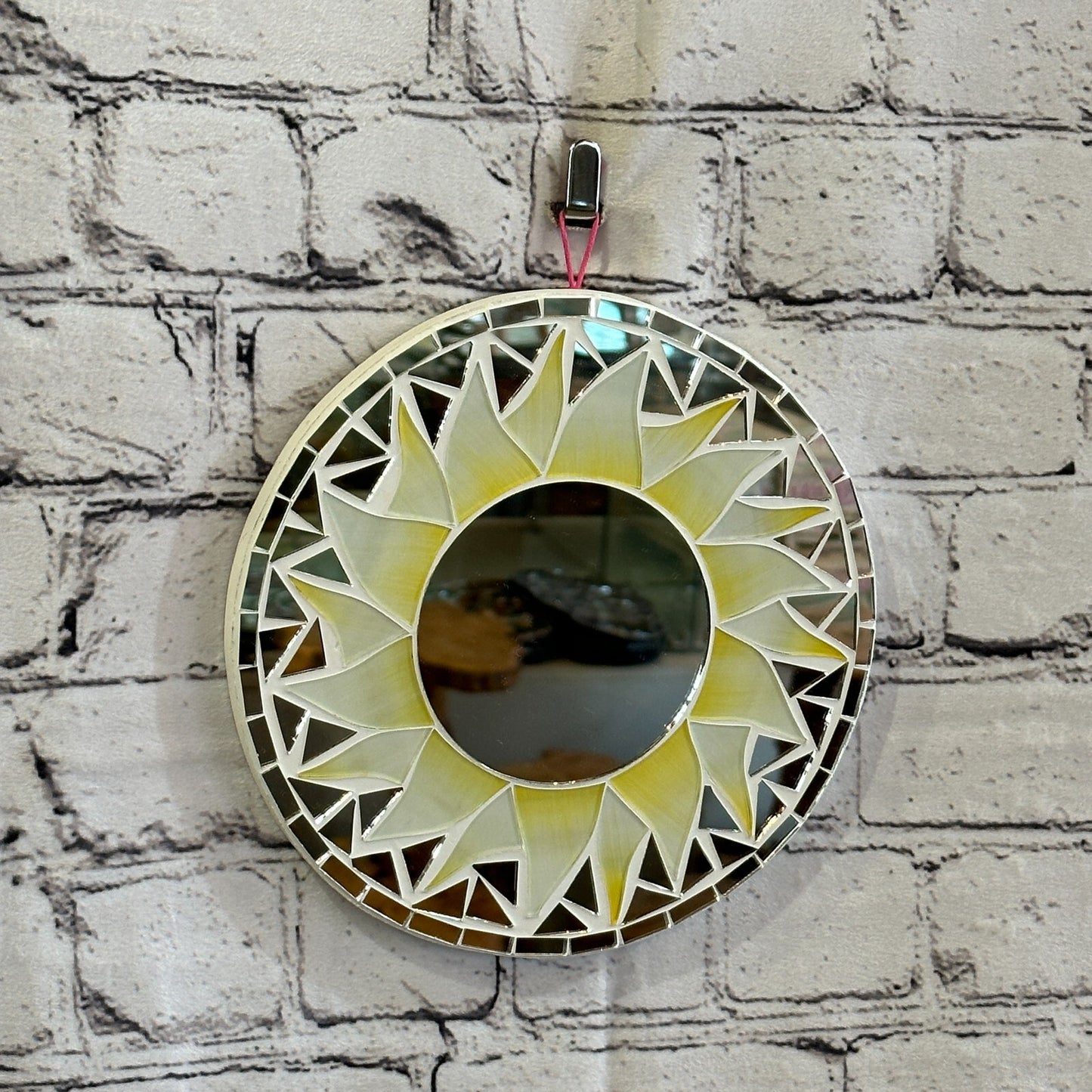 White Sun Flame Mosaic Tile Wall Mirror 20cm x 20cm 8 Inches Handmade0