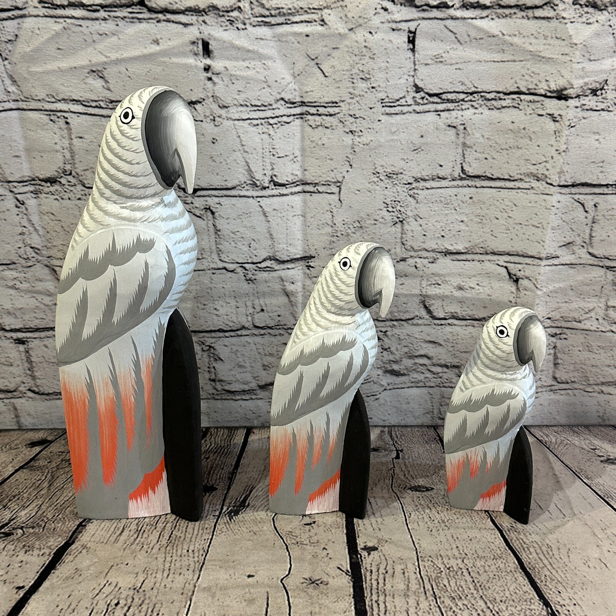 30cm Grey Parrot Bird Ornament Statue Fair Trade Hand Made Carved Wood9