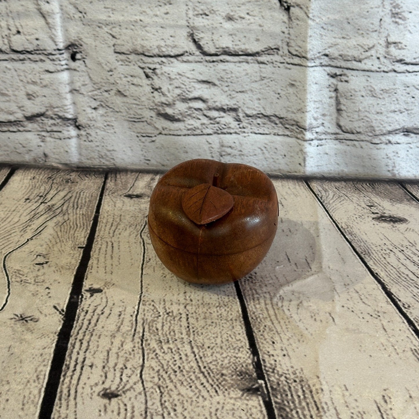 Carved Apple Stem Leaf 4 Bit Wooden Puzzle Box Secret Box Magic Trinket Handmade1