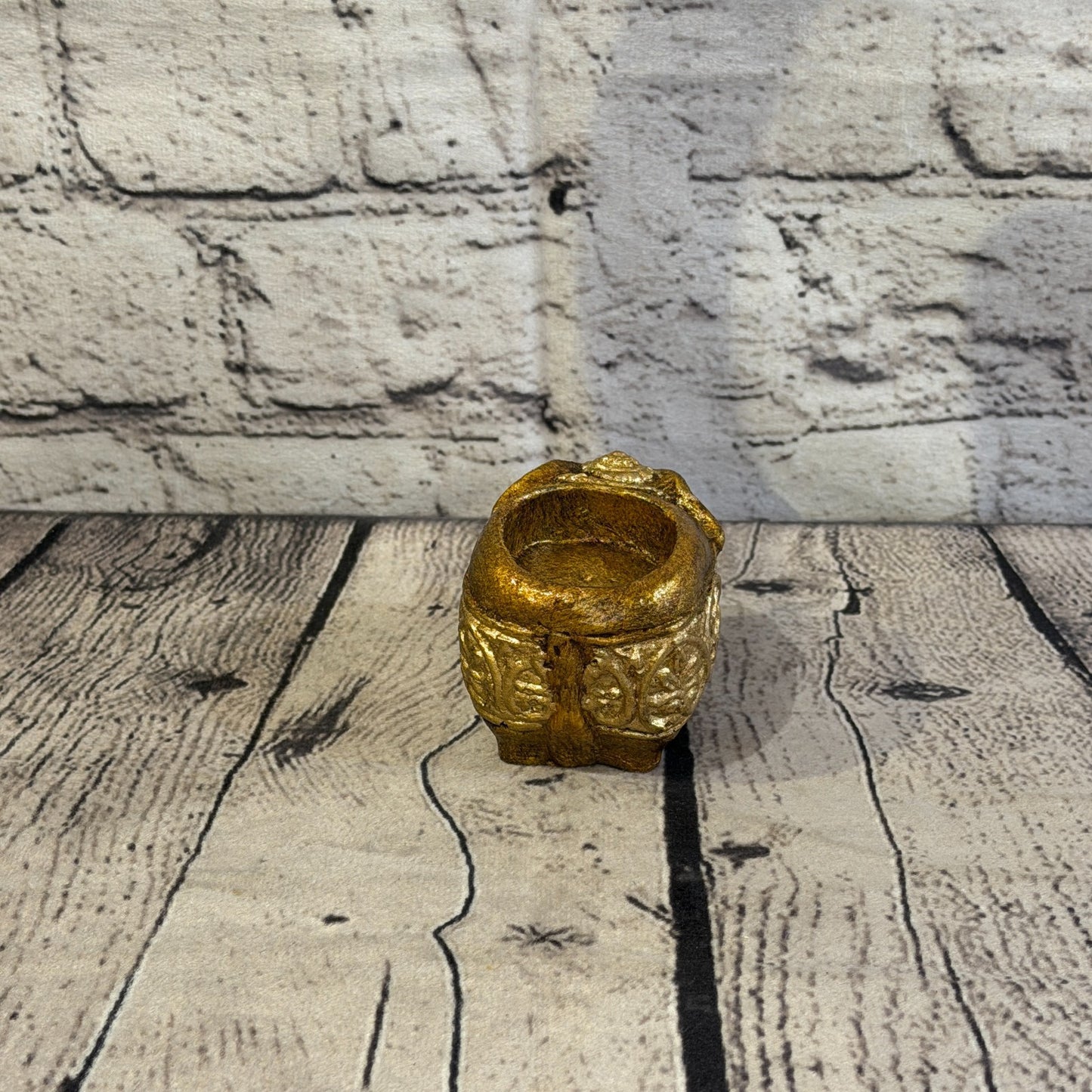 Bronze & Bronze 8cm x 5cm Elephant Tea Light Holder Statue Resin Hindu4