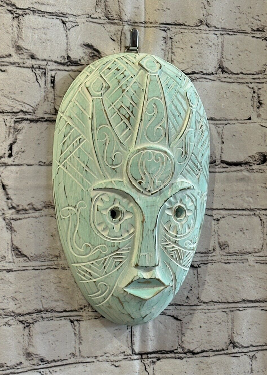 30cm Blue Tiki Style Wall Decoration Celtic Mask Designer Mask Wooden Handmade0