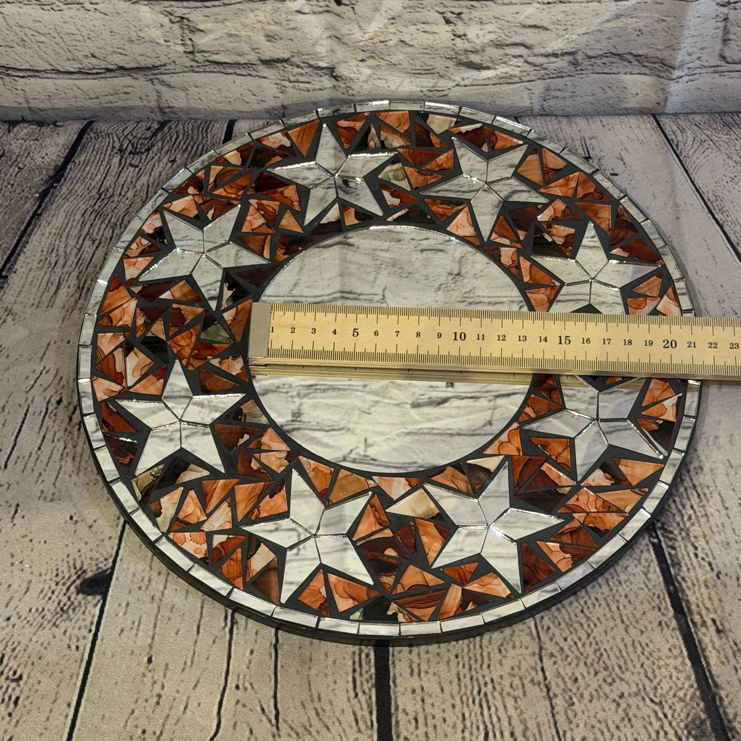 Orange Star Black Mosaic Tile Wall Mirror 30cm x 30cm 12 Inches Handmade5
