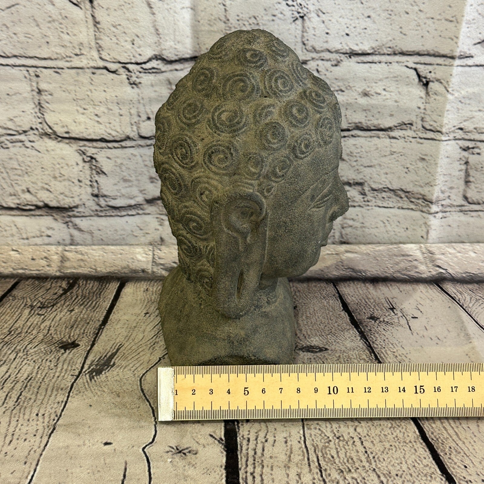 Thai Buddha Head Stone Garden 20cm x 12cm Ornament Outdoor Indoor Statue Hindu9