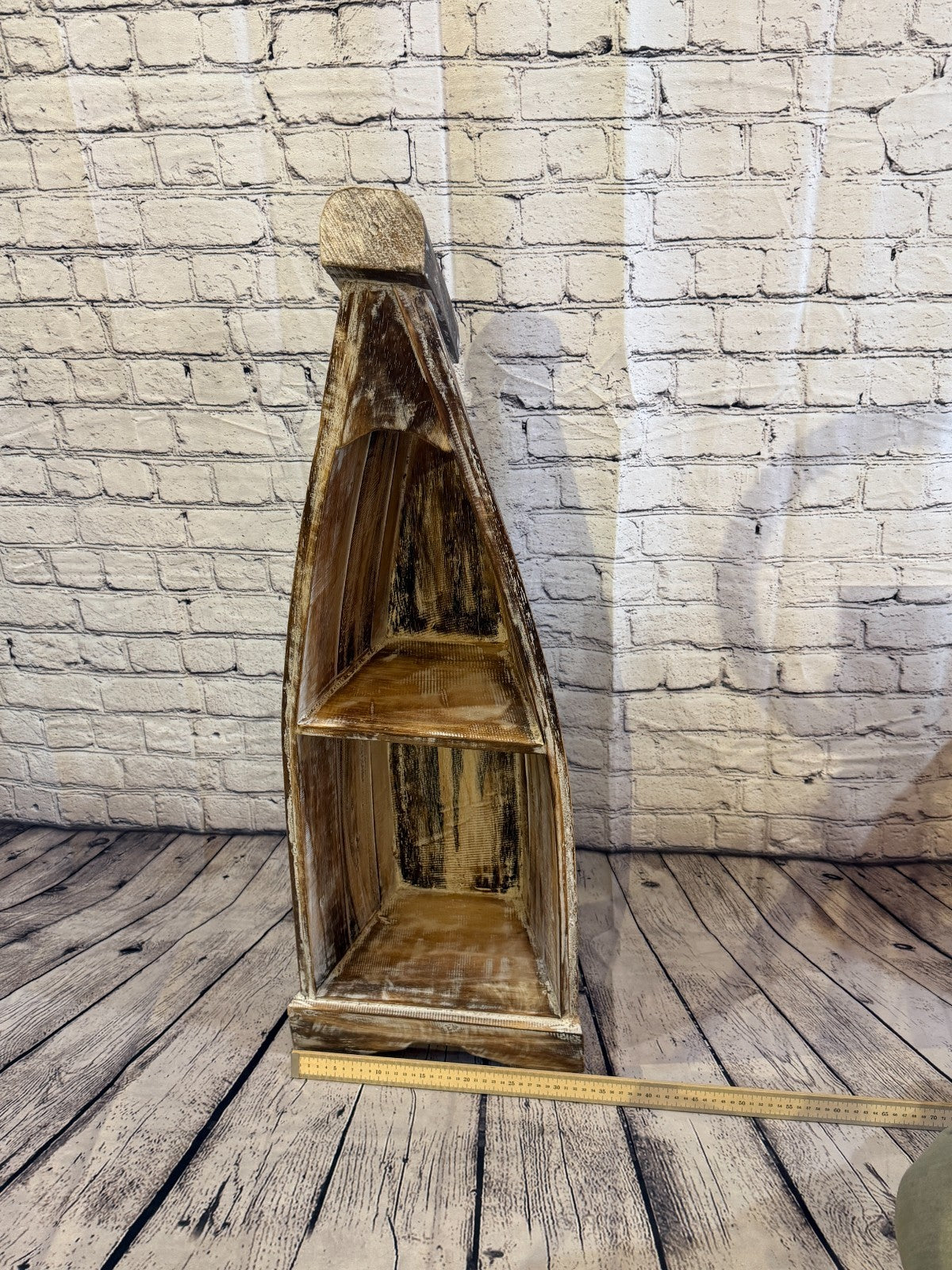 60cm x 30cm x 22cm Brown Boat Shelf Wooden Cabinet Living Hall Storage Furniture6