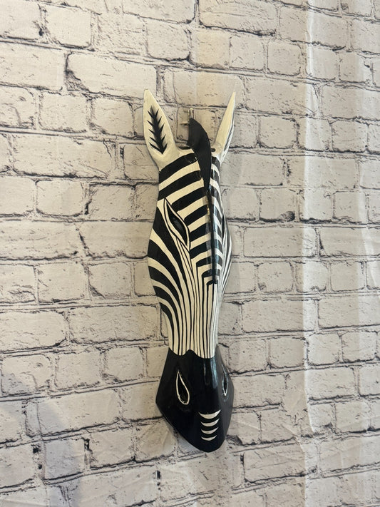 50cm Zebra Plain Hand Carved Fair Trade Wooden Animal Wall Art Wall Hang Mask0