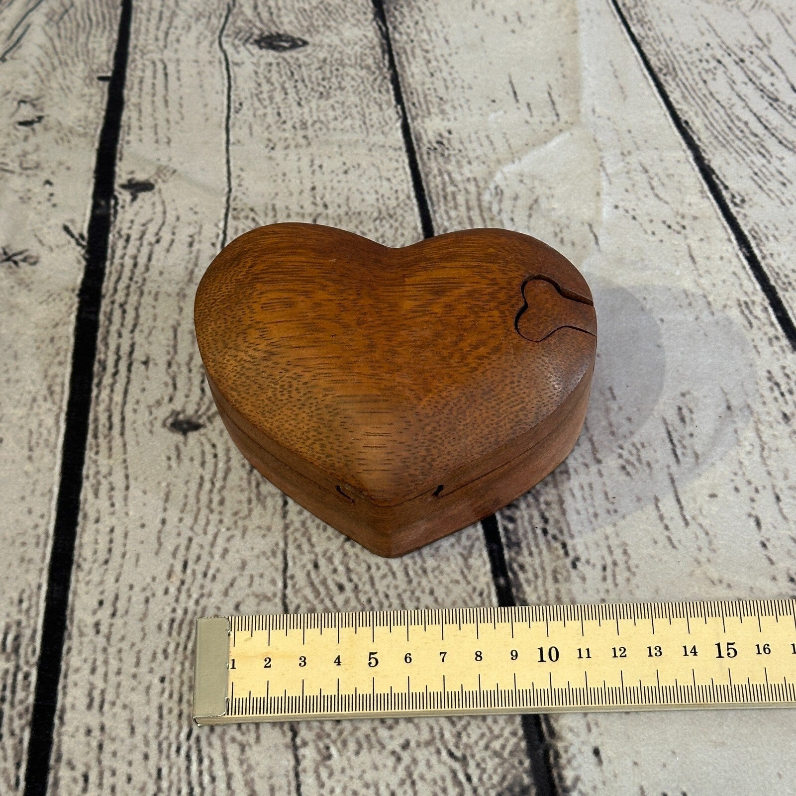 Carved Love Heart 4 Bit Wooden Puzzle Box Secret Box Magic Trinket Handmade7
