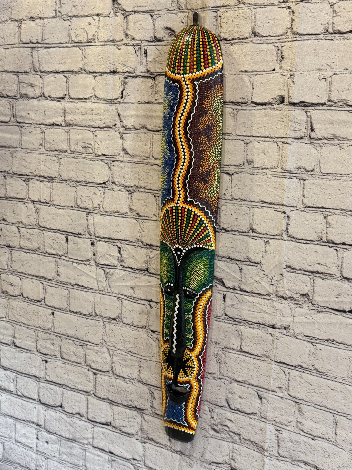 80cm Mask Carved Wooden Dot Painted Ethnic Tribal Tiki Wall Art No 2 New1