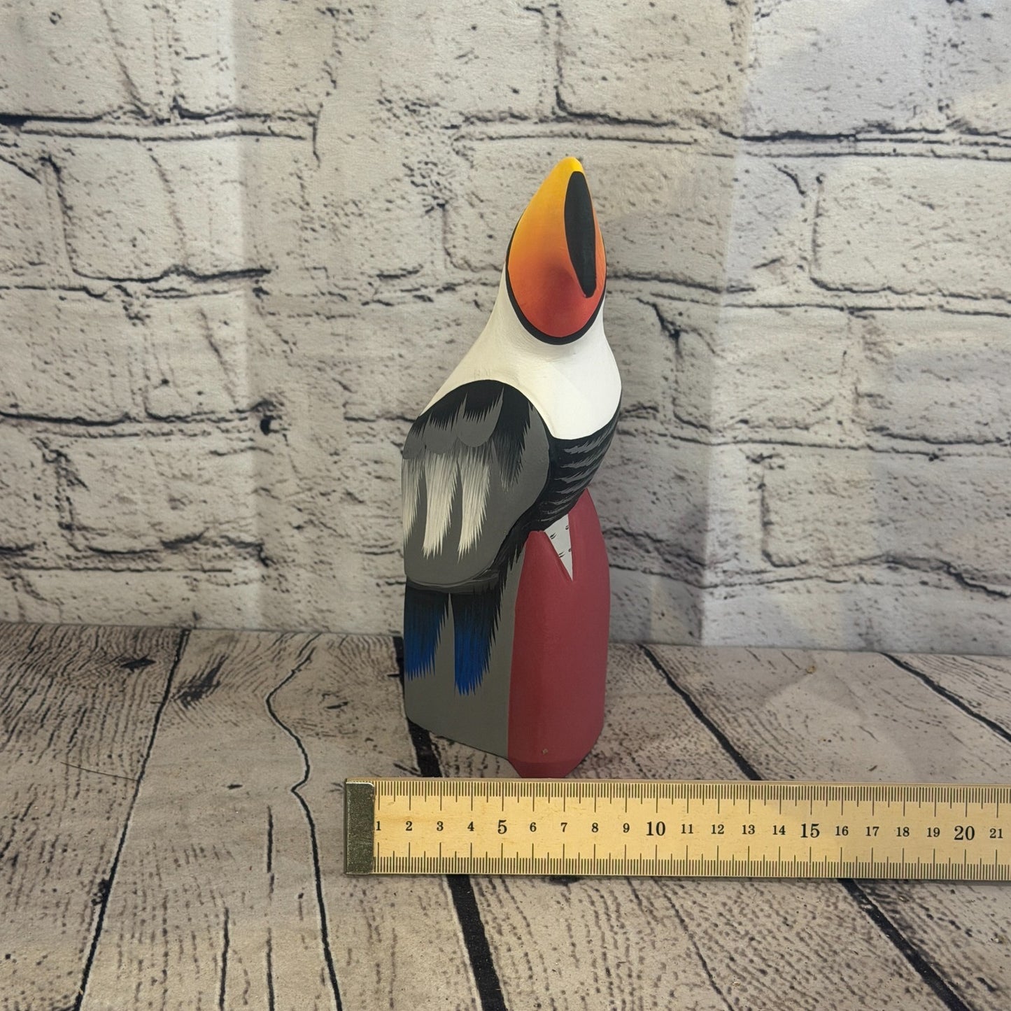 20cm Black White Toucan Bird Ornament Statue Fair Trade Hand Made Carved Wood7