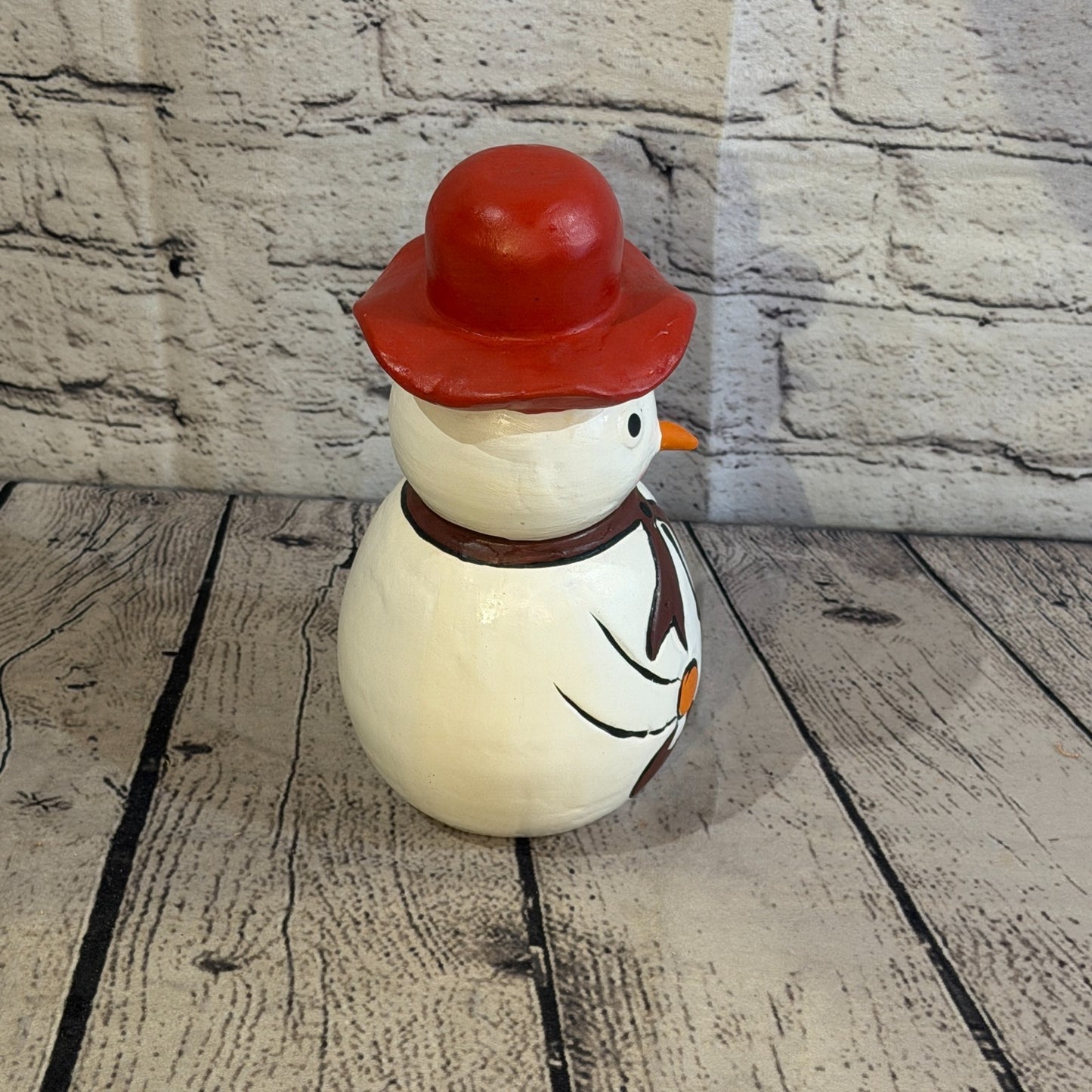 20cm x 12cm Red Top Hat Snowman Handcrafted Wood Xmas Christmas Ornament3