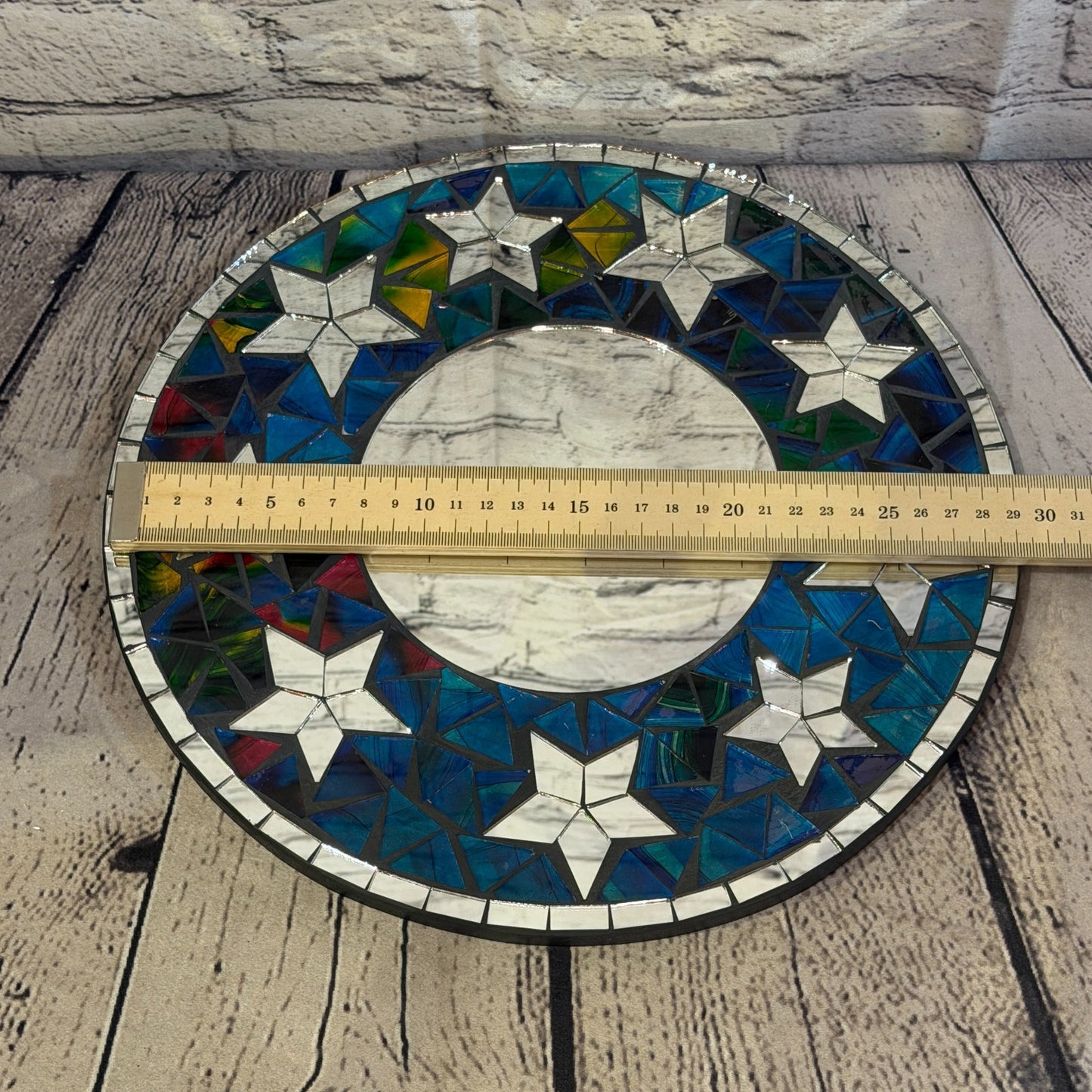 Blue Star Black Mosaic Tile Wall Mirror 30cm x 30cm 12 Inches Handmade3