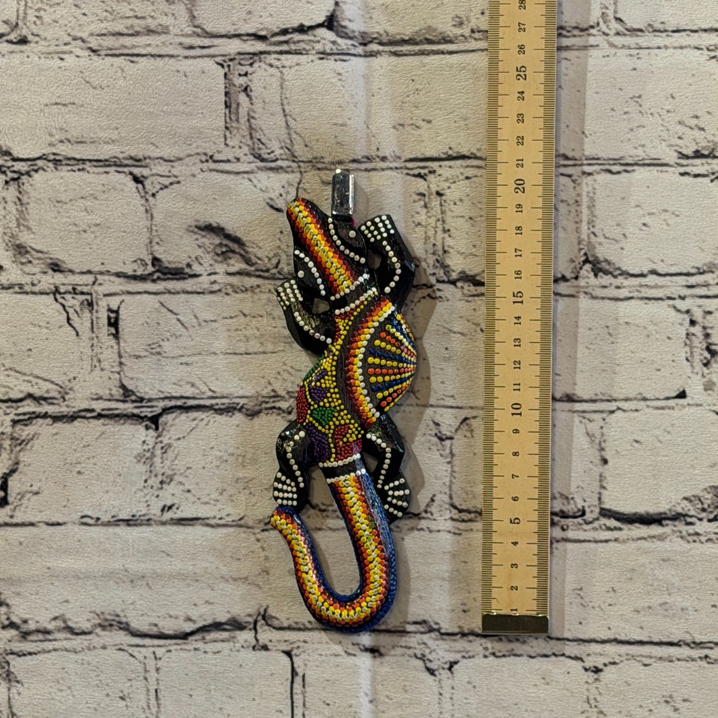 20cm Gecko Carved Wooden Dot Painted Ethnic Tribal Tiki Wall Art No 2 New4