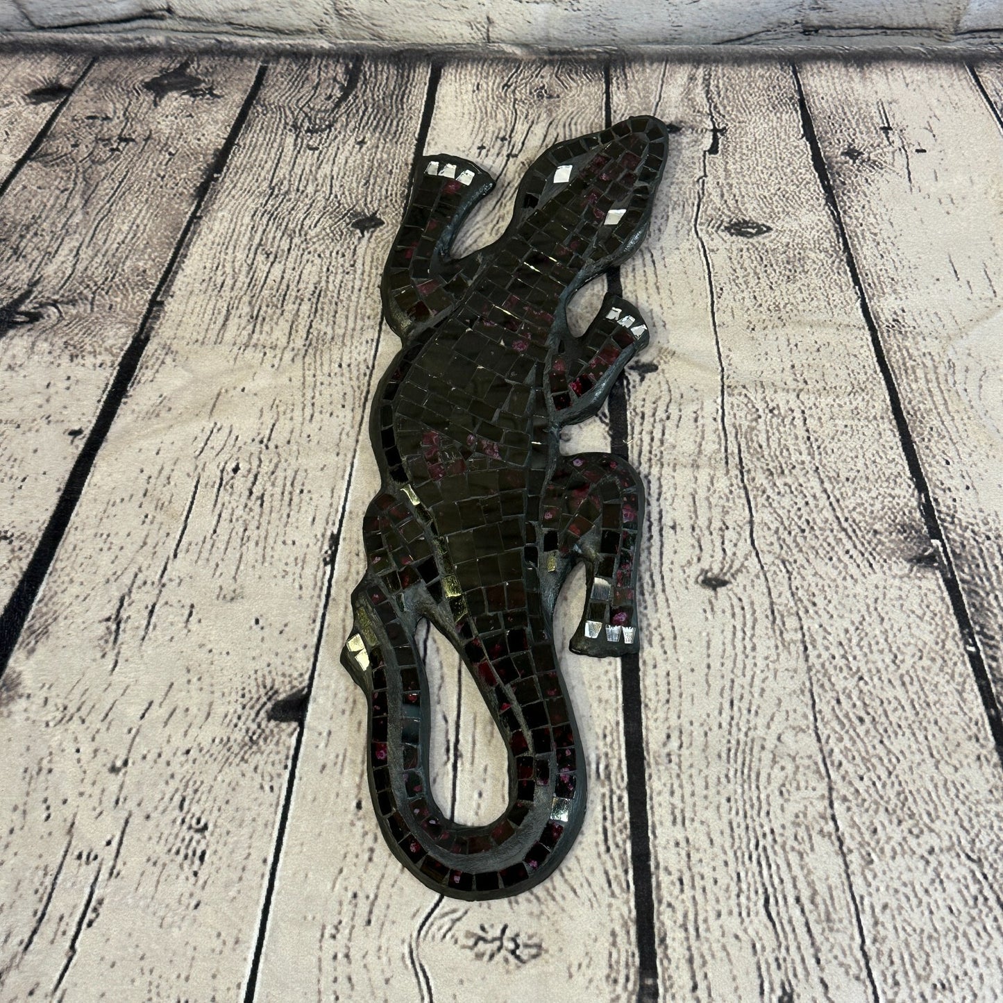 50cm Gecko Deep Purple Mosaic Wall Hanging Wooden Ornaments Wood Carving5