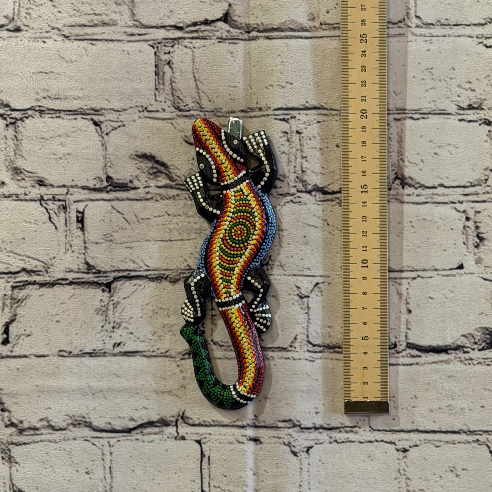 20cm Gecko Carved Wooden Dot Painted Ethnic Tribal Tiki Wall Art No 1 New4