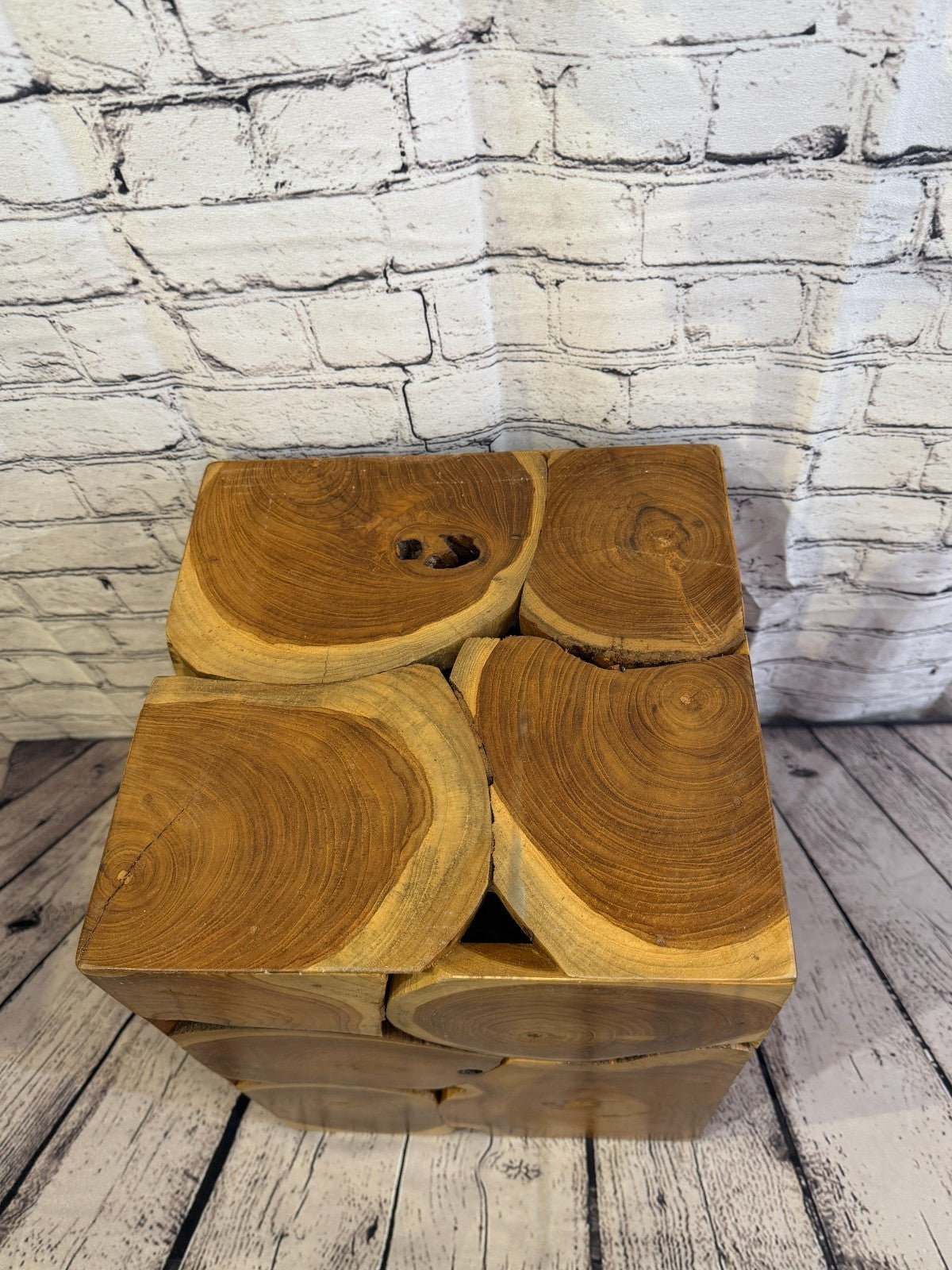 40cm x 30cm x 30cm Wooden Teak Wood Slice Cube Table Sculpture Root Ornament6