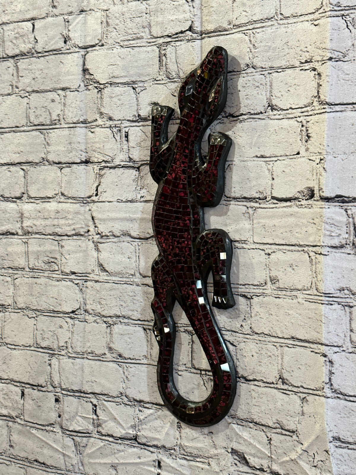 50cm Gecko Cherry Red Mosaic Wall Hanging Wooden Ornaments Wood Carving1