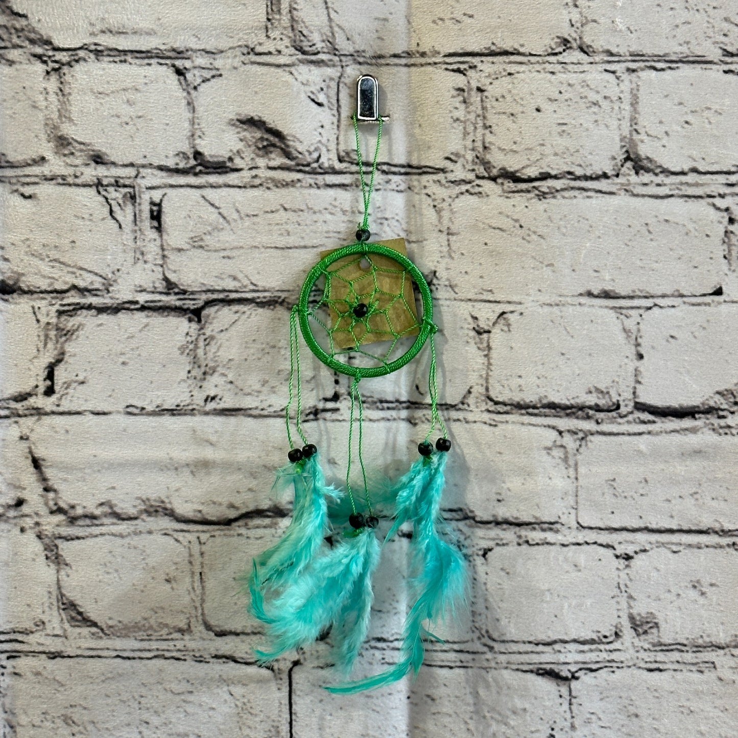 Green Naturals Handmade Dream Catcher Feather Beads Ring For Home Car Décor0