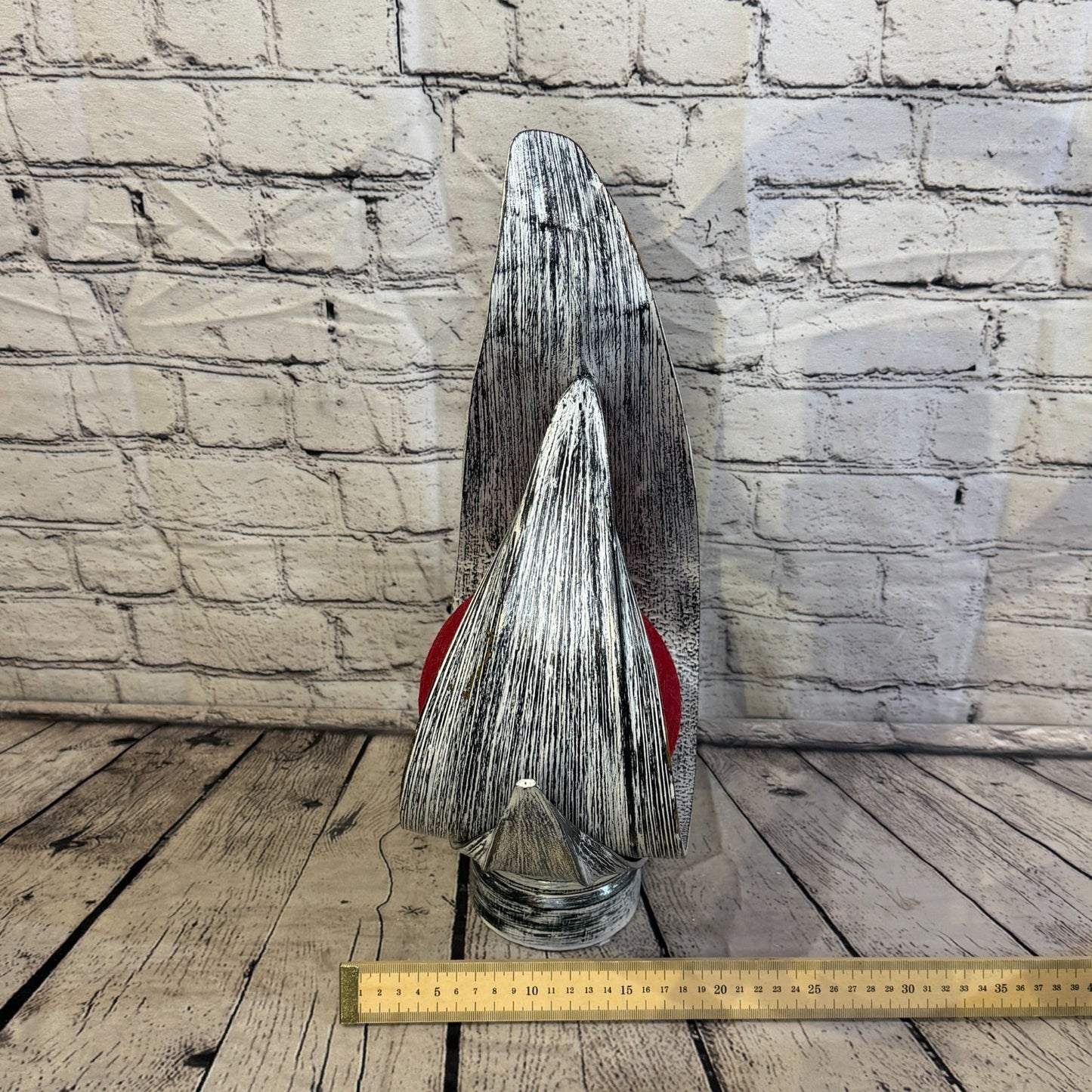 Red Light Silver Natural 45cm Tall Leaf Lamp Twist LED UK Mains Plug Design 86