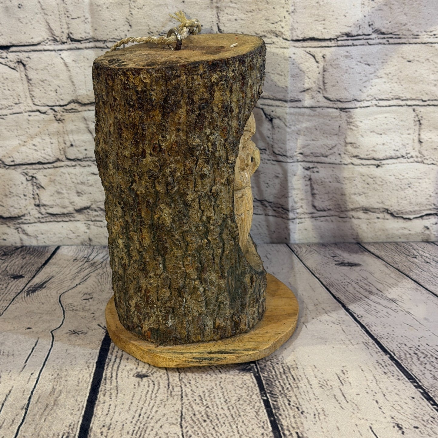 Owl Of The Woods Bird House 20cm Carved Wizard Tree Trunk Wood Fairtrade3