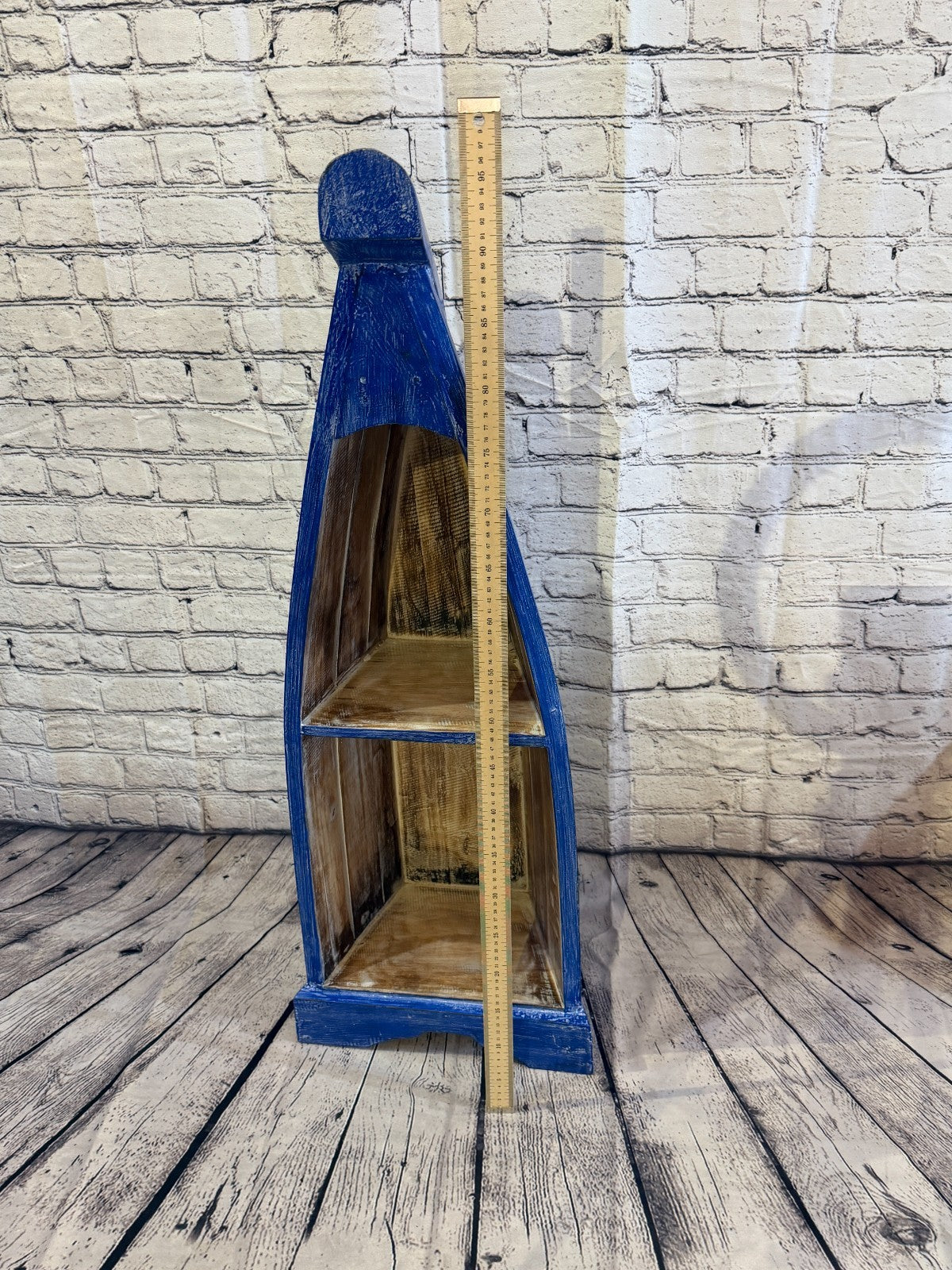 60cm x 30cm x 22cm Blue Boat Shelf Wooden Cabinet Living Hall Storage Furniture5