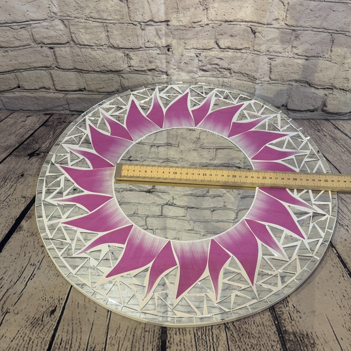 Pink Sun Flame Mosaic Tile Wall Mirror 50cm x 50cm 20 Inches Handmade5