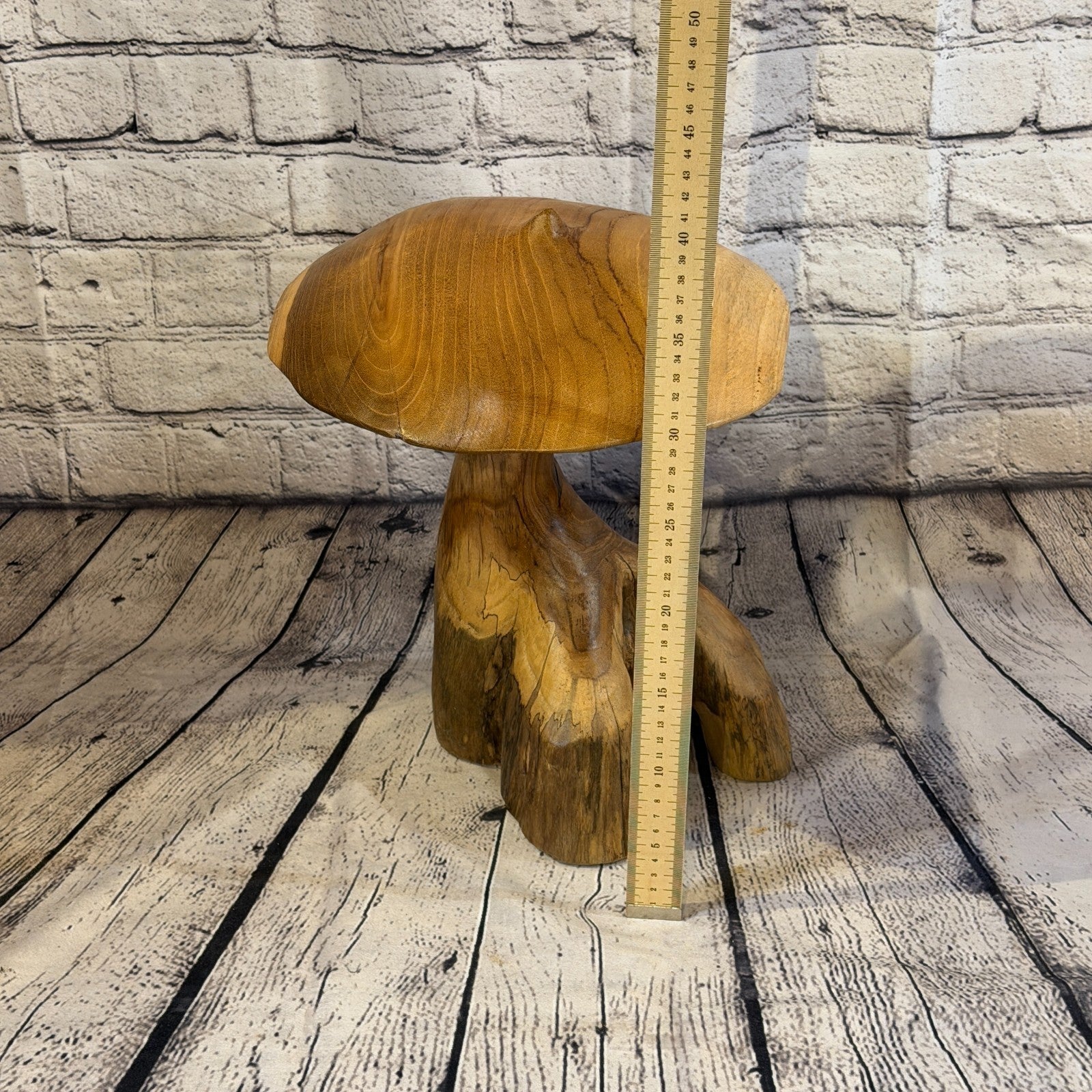 35cm x 25cm Dome Wooden Mushroom Toadstool Sculpture Garden Teak Root Ornament4