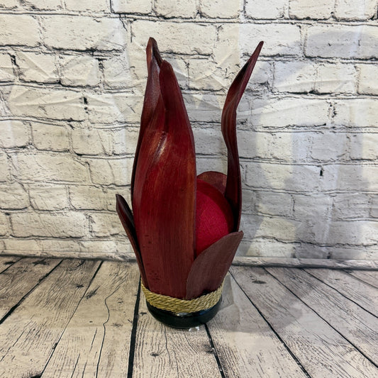 Red Light Red Natural 45cm Tall Leaf Lamp Twist LED UK Mains Plug Design 20