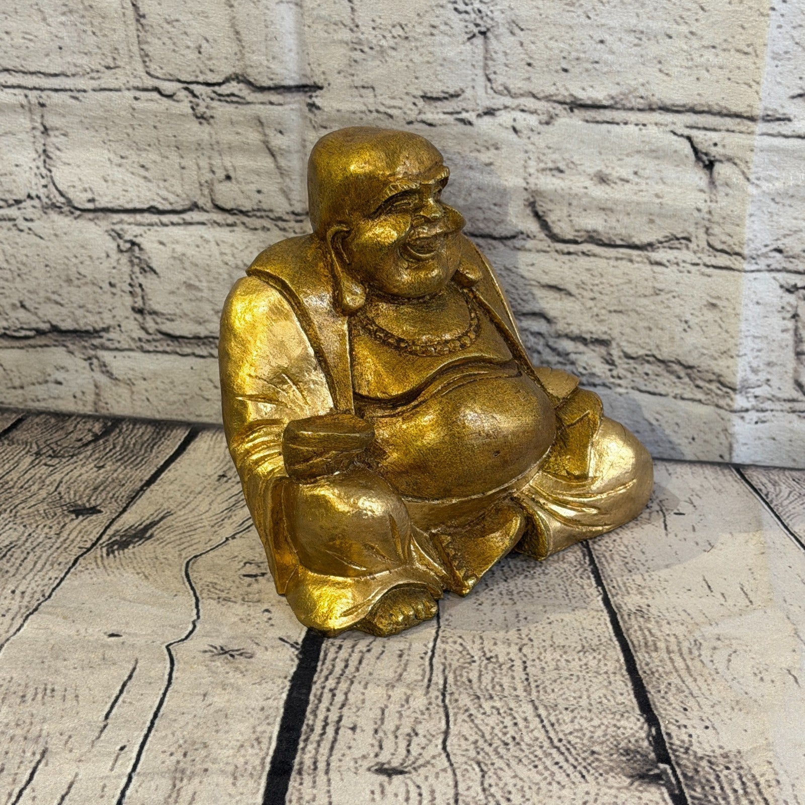Bronze & Bronze 15cm x 15cm Large Chinese Buddha Sitting On Lotus Statue Resin2