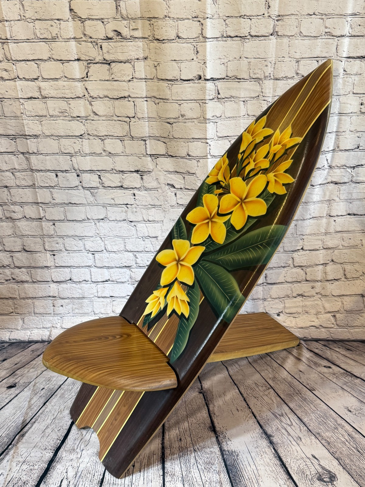 120cm Painted Surf Board Shape African Birthing Chair Hand Carved Wooden Tribal0