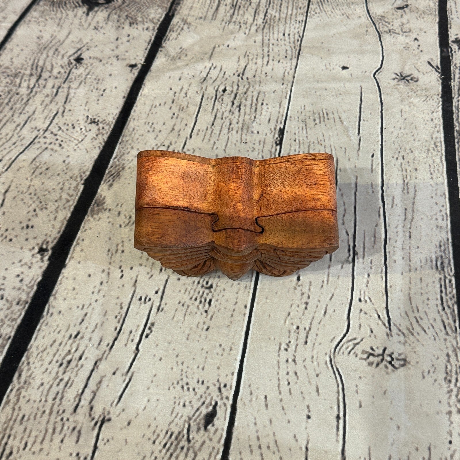 Carved Butterfly 4 Bit Wooden Puzzle Box Secret Box Magic Trinket Handmade1