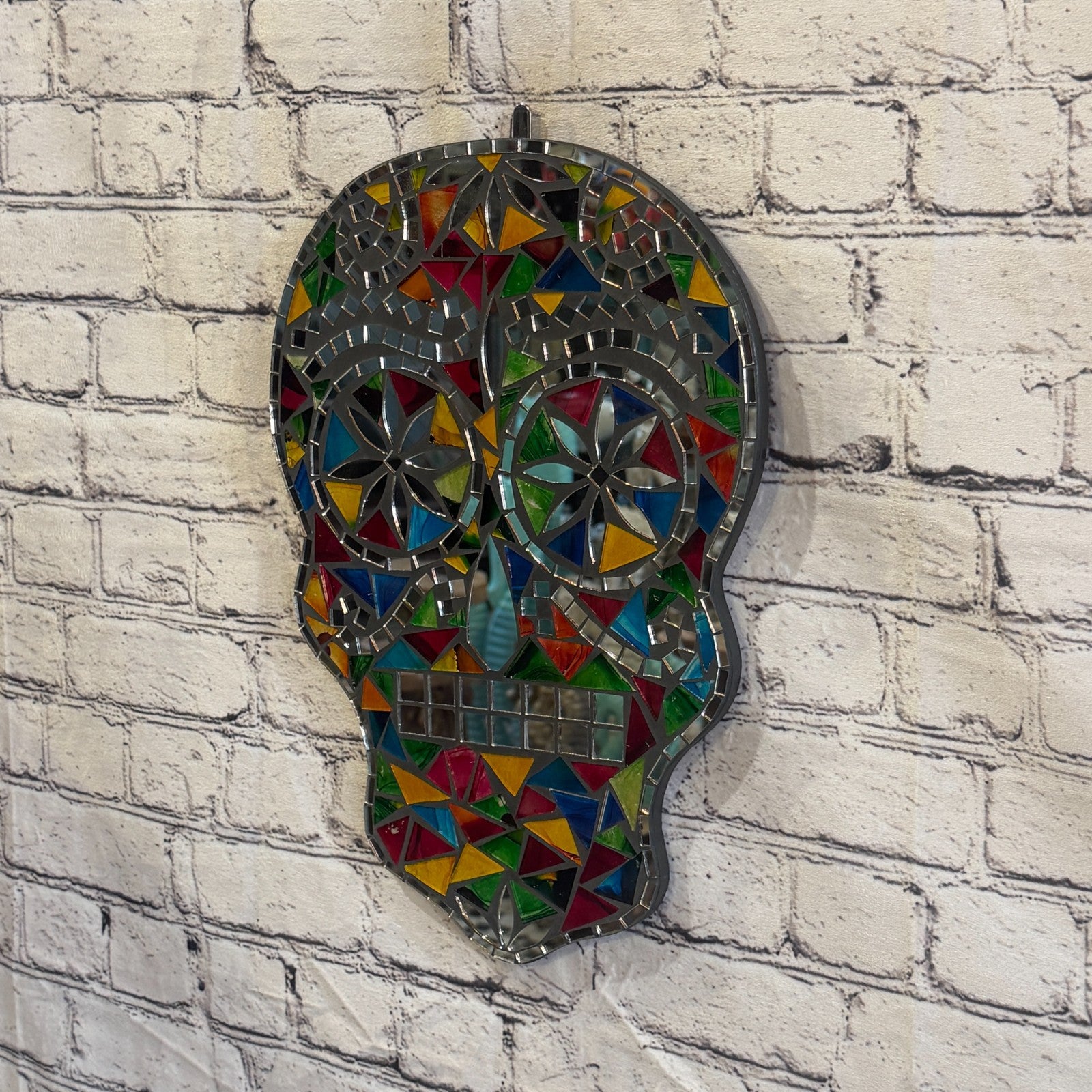 Rainbow Skull Mosaic Tile Wall Mirror 40cm x 28cm 16 Inches Handmade New2