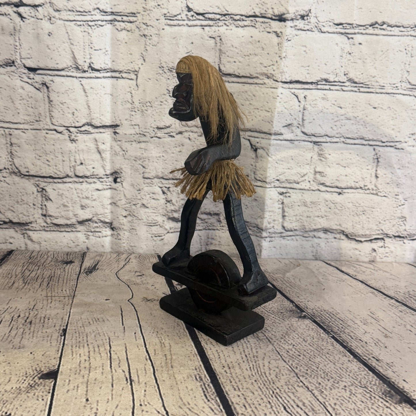 20cm Balance Board African Tribal Warrior Man Figure Statue Wood Hand Carved2