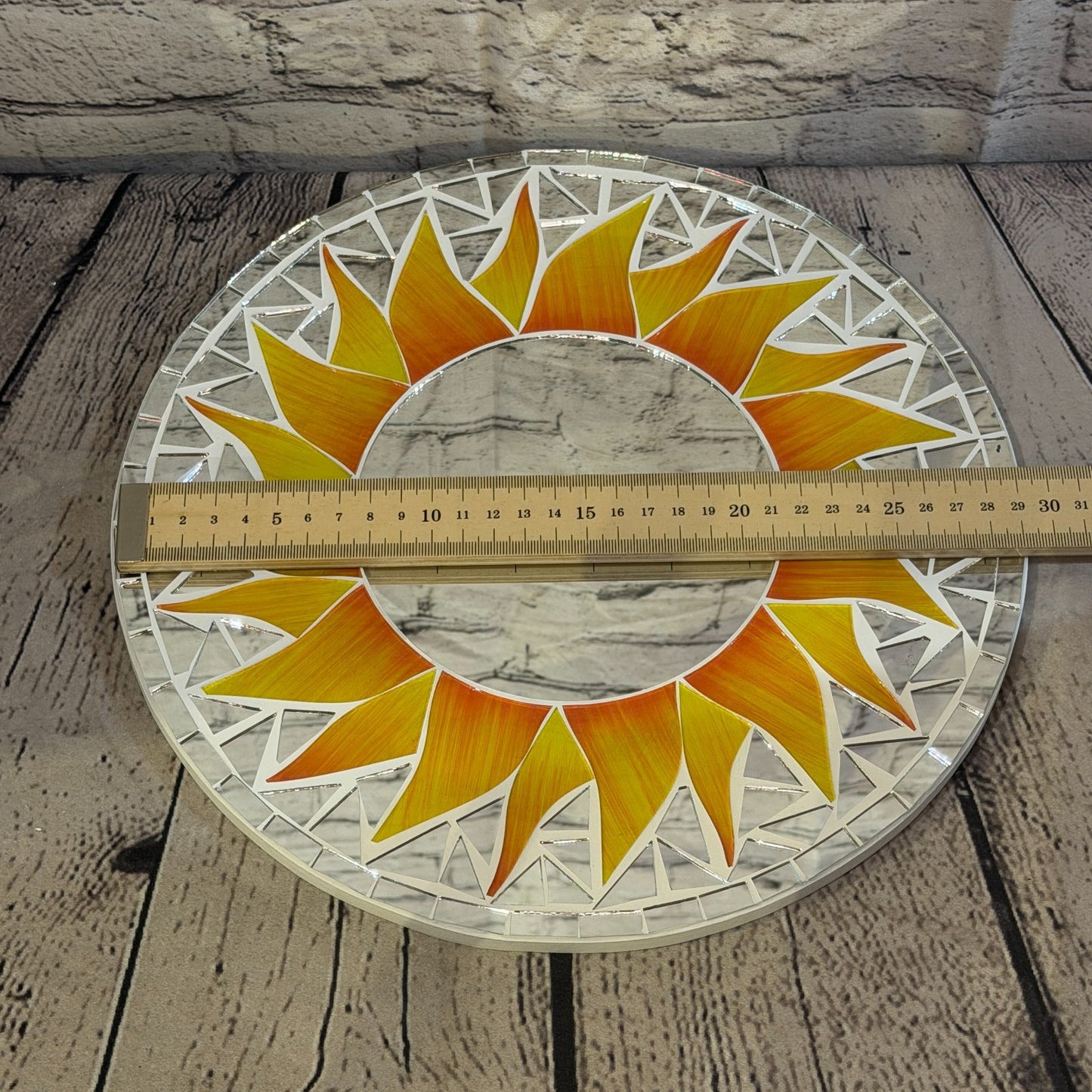 Orange Sun Flame Mosaic Tile Wall Mirror 30cm x 30cm 12 Inches Handmade3